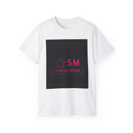 SM Swagg Mobb Logo Tee — Pink Star Logo Cotton T-Shirt