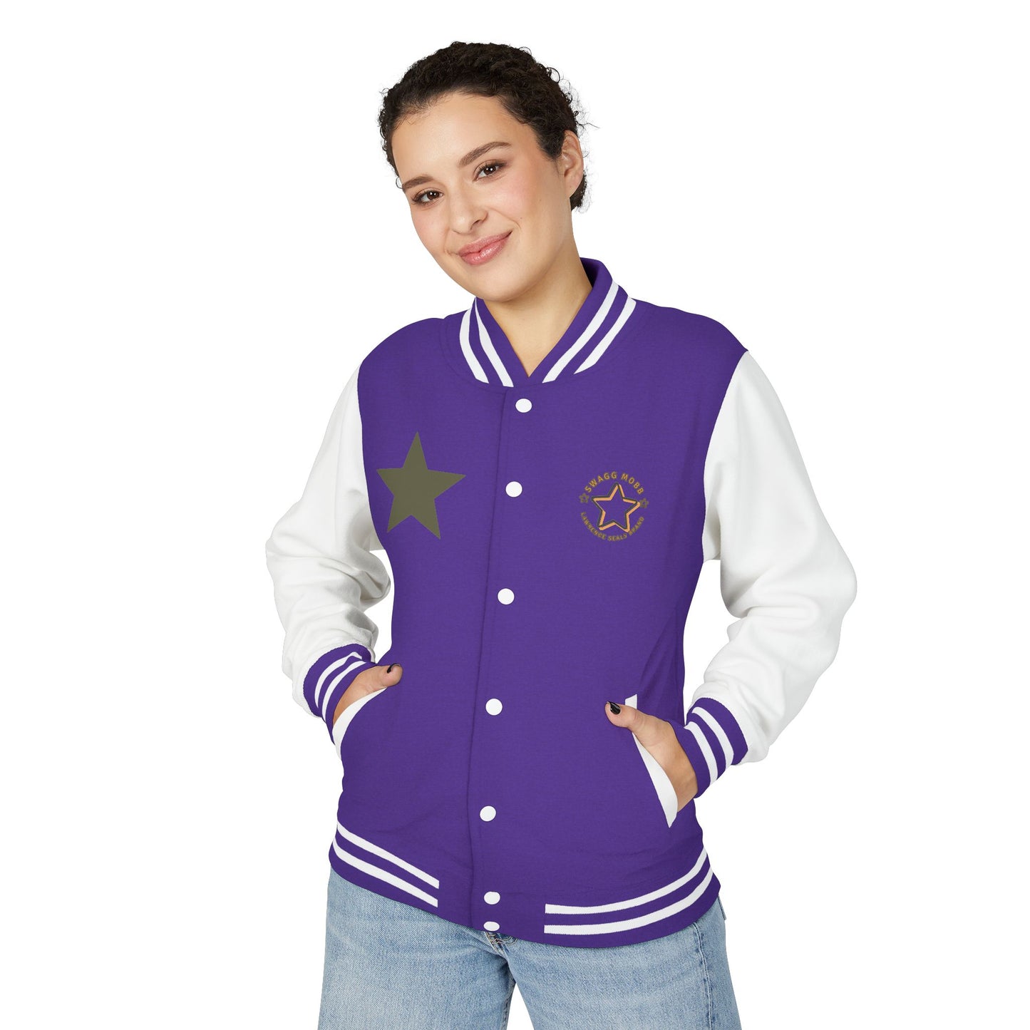 Unisex Heavyweight Letterman Jacket - Stylish Star & Badge Design, Sports Apparel, Cozy Layer, Perfect Gift for Graduations, Birthdays