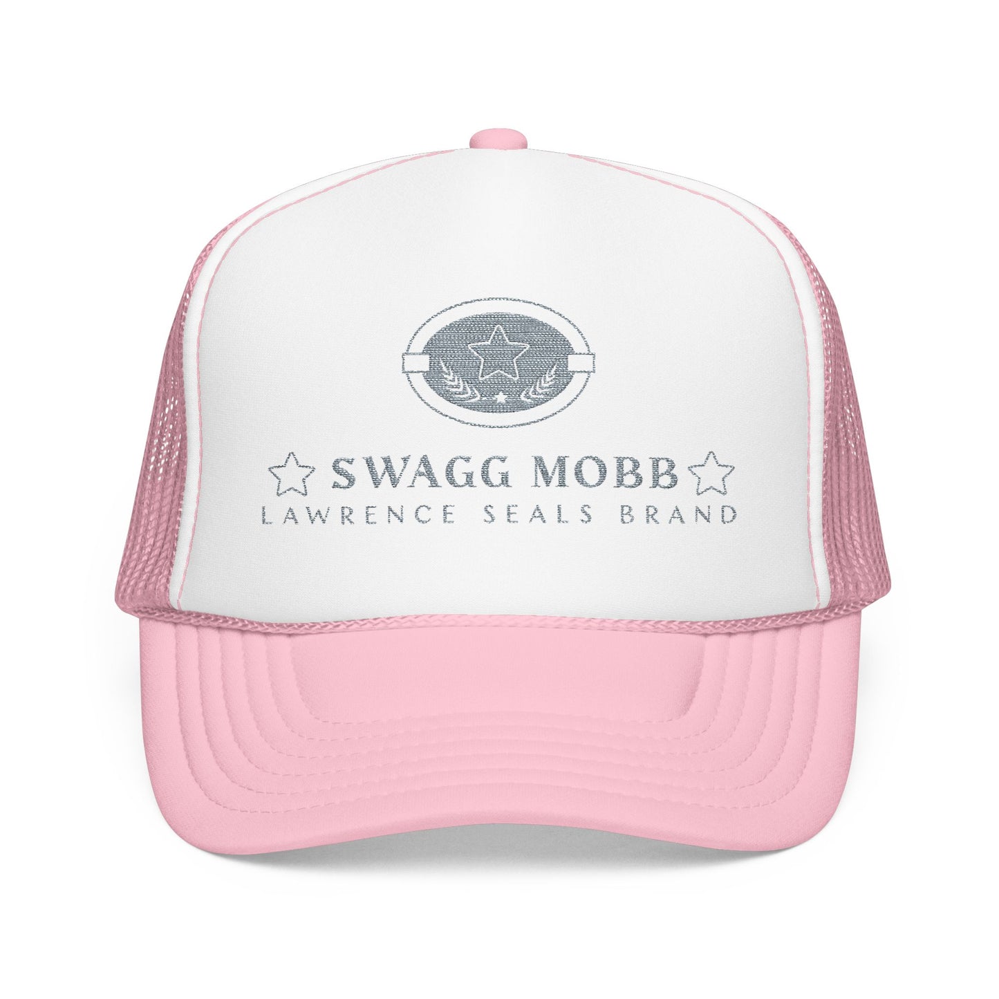 Swagg Mobb Embroidered Trucker Hat - Foam Mesh Cap with 'Lawrence Seals Brand' Patch