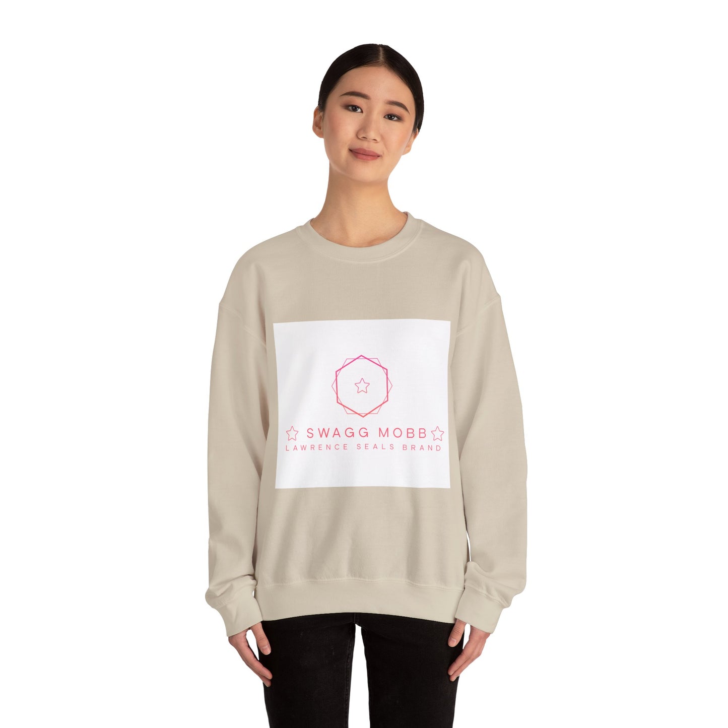 Crewneck Sweatshirt — Minimal Pink “Swagg Mobb” Logo