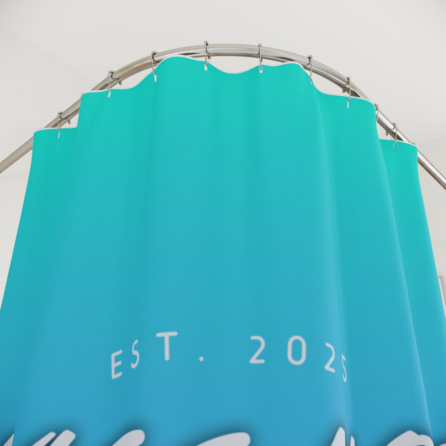Trendy Shower Curtain with SWAGG MOBB Design, Stylish Bathroom Décor, Modern Home Accessory, Unique Gift Idea, Aqua Gradient