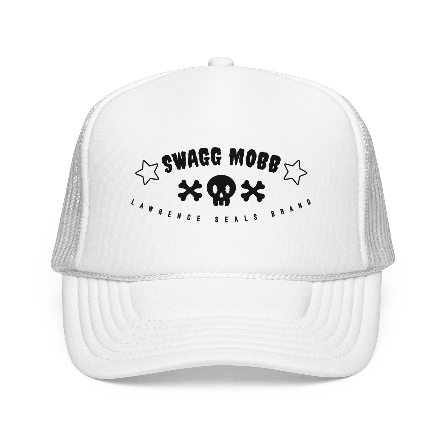 Swagg Mobb Skull Trucker Hat — Retro Punk Foam Mesh Cap
