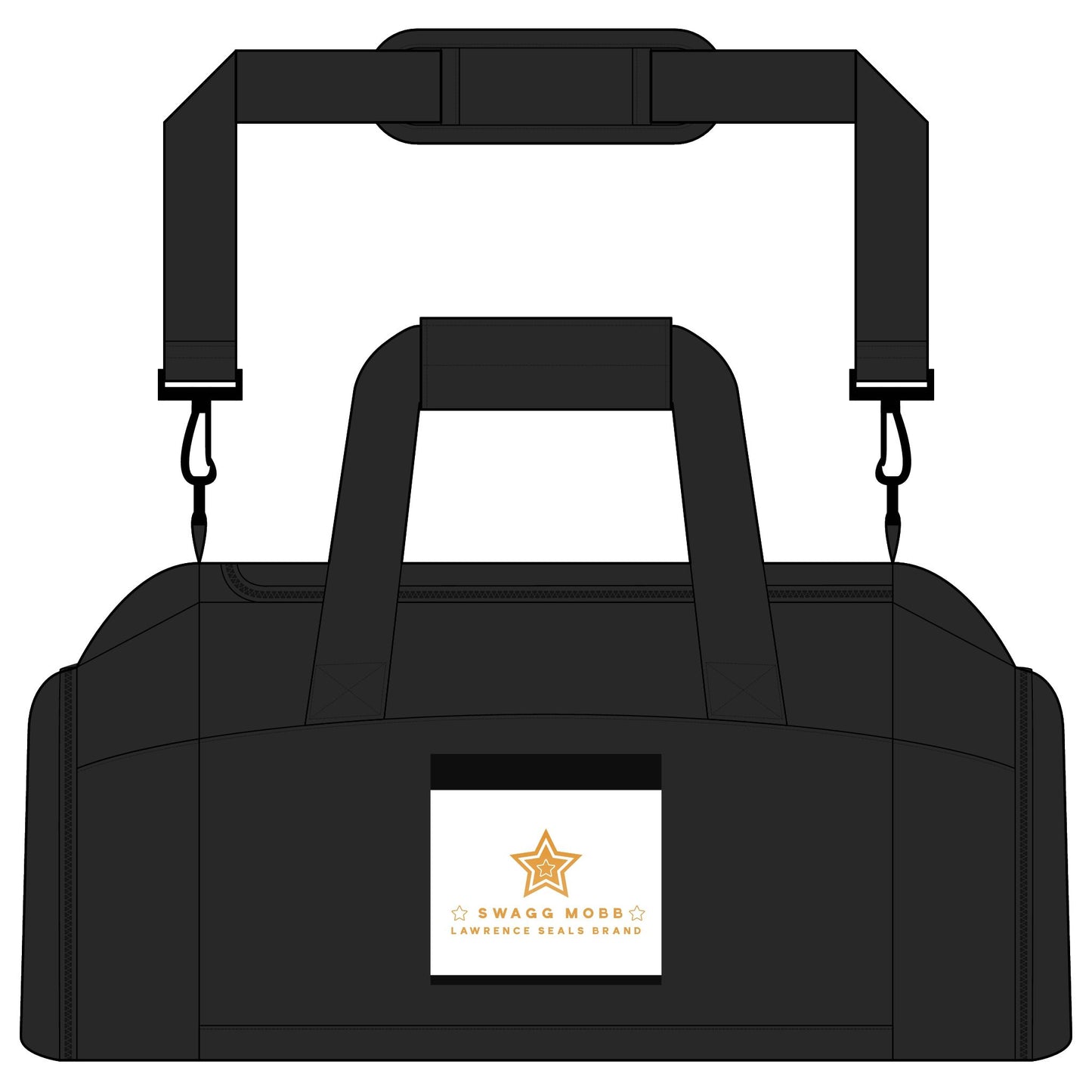 Black Logo Gym Bag – Lightweight Duffel with Removable Shoulder Strap