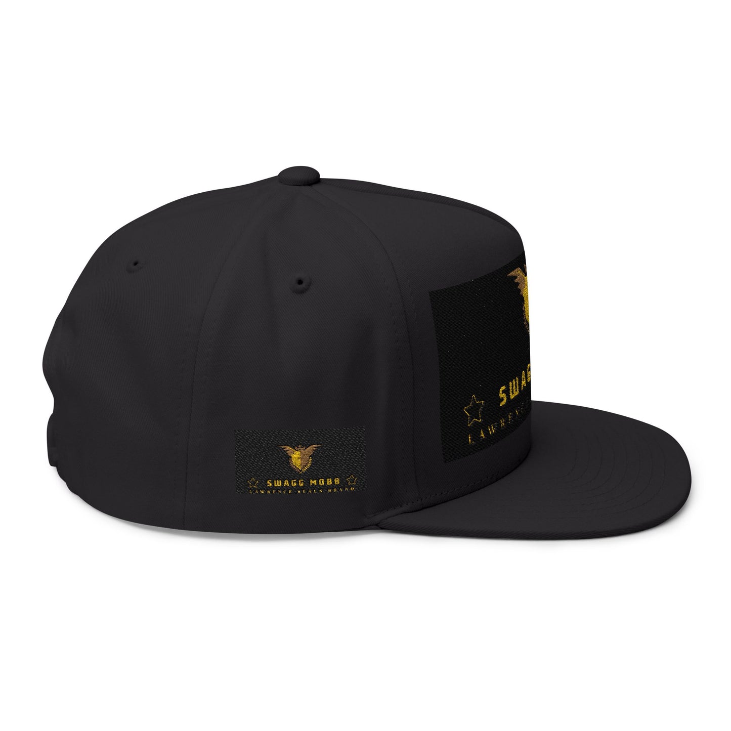 Swagg Mobb Embroidered Flat Bill Cap — Gold Eagle Logo Snapback