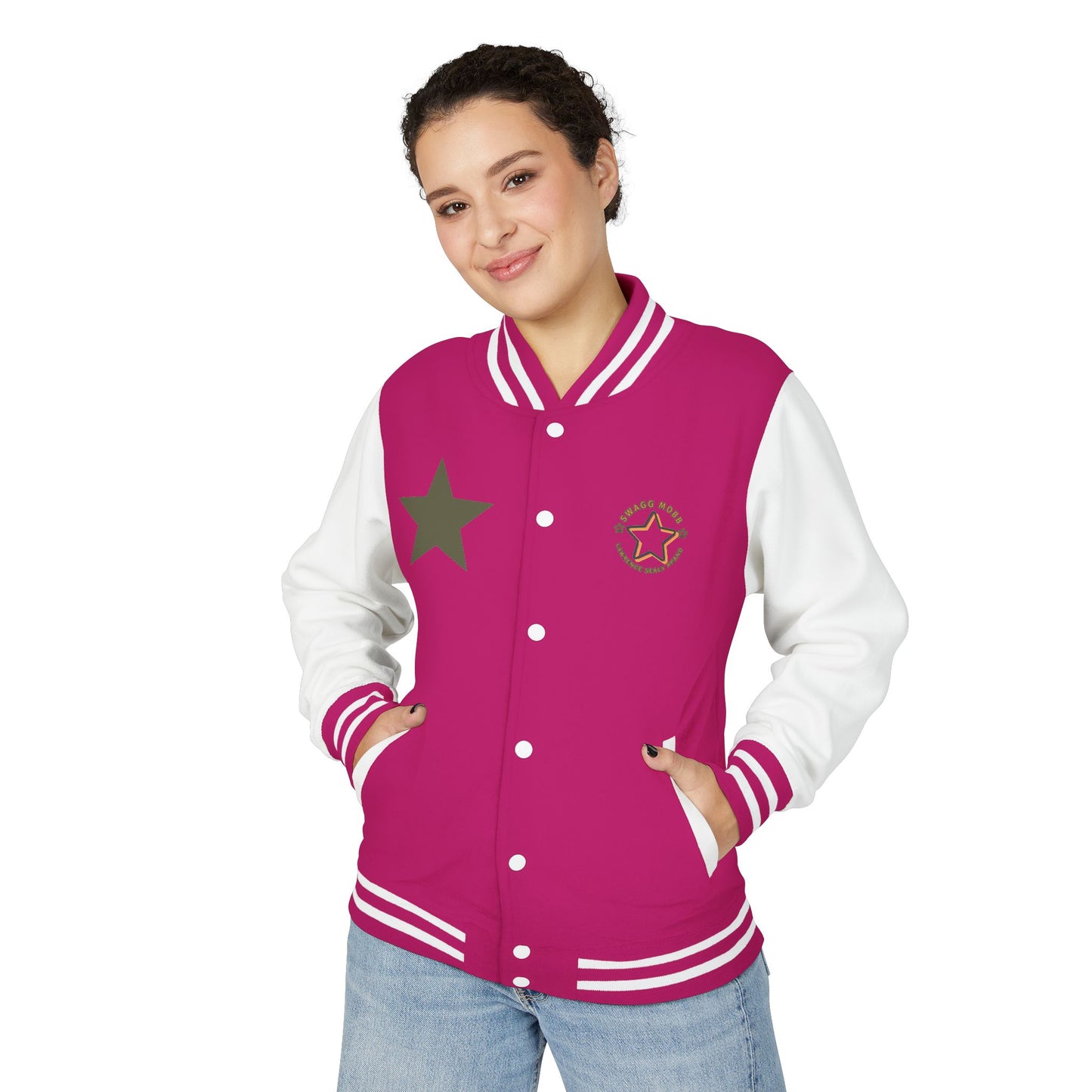 Unisex Heavyweight Letterman Jacket - Stylish Star & Badge Design, Sports Apparel, Cozy Layer, Perfect Gift for Graduations, Birthdays