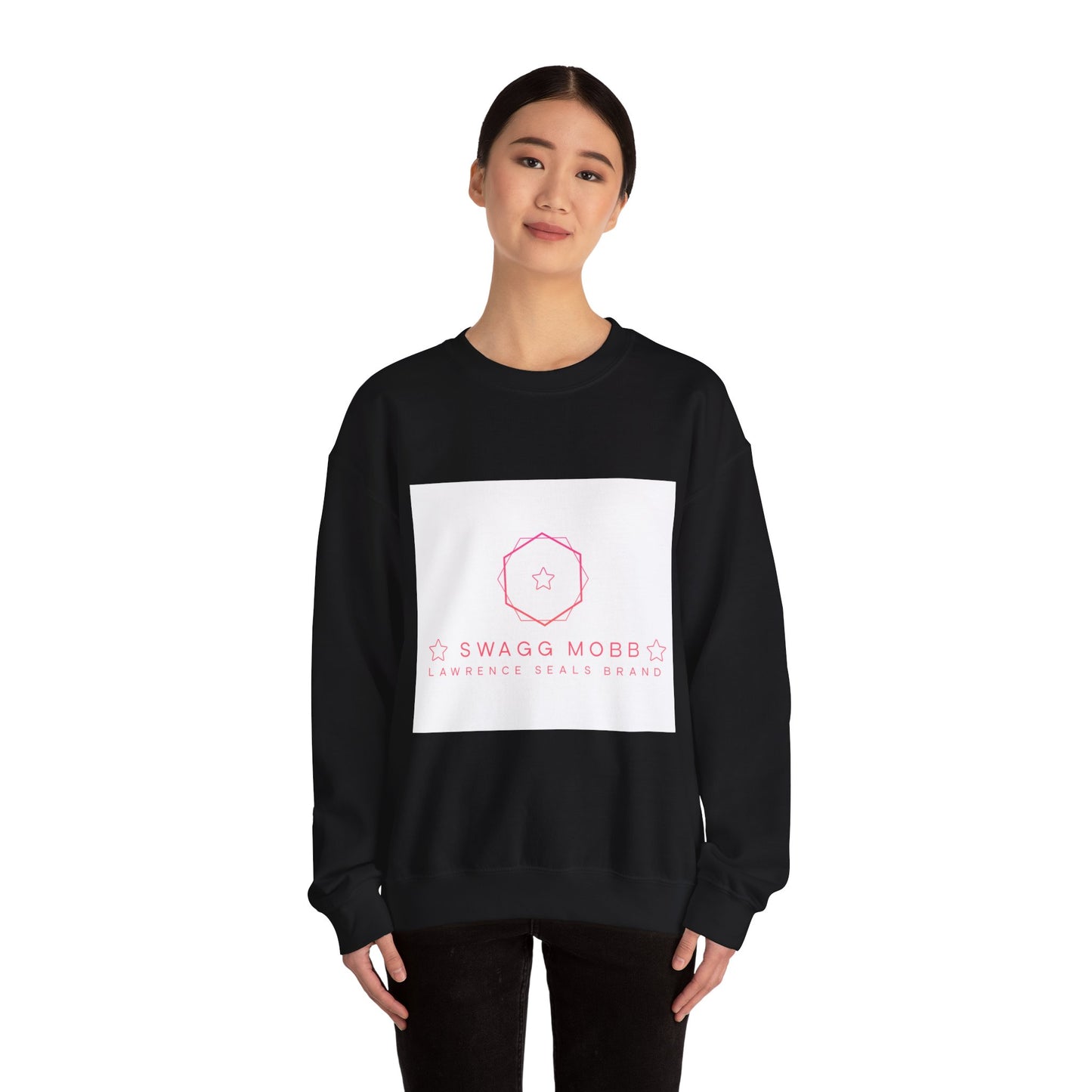 Crewneck Sweatshirt — Minimal Pink “Swagg Mobb” Logo