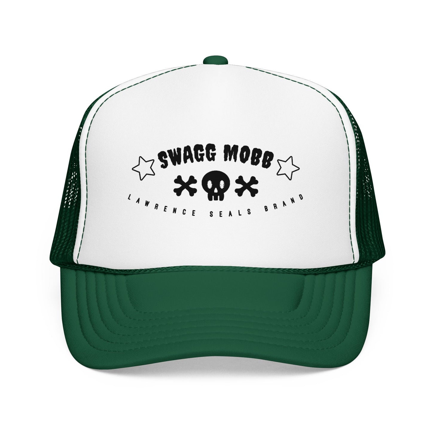 Swagg Mobb Skull Trucker Hat — Retro Punk Foam Mesh Cap