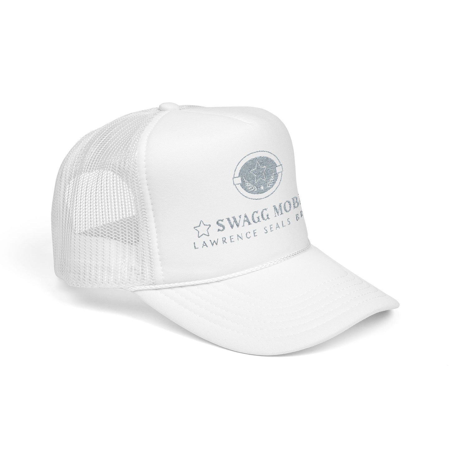 Swagg Mobb Embroidered Trucker Hat - Foam Mesh Cap with 'Lawrence Seals Brand' Patch