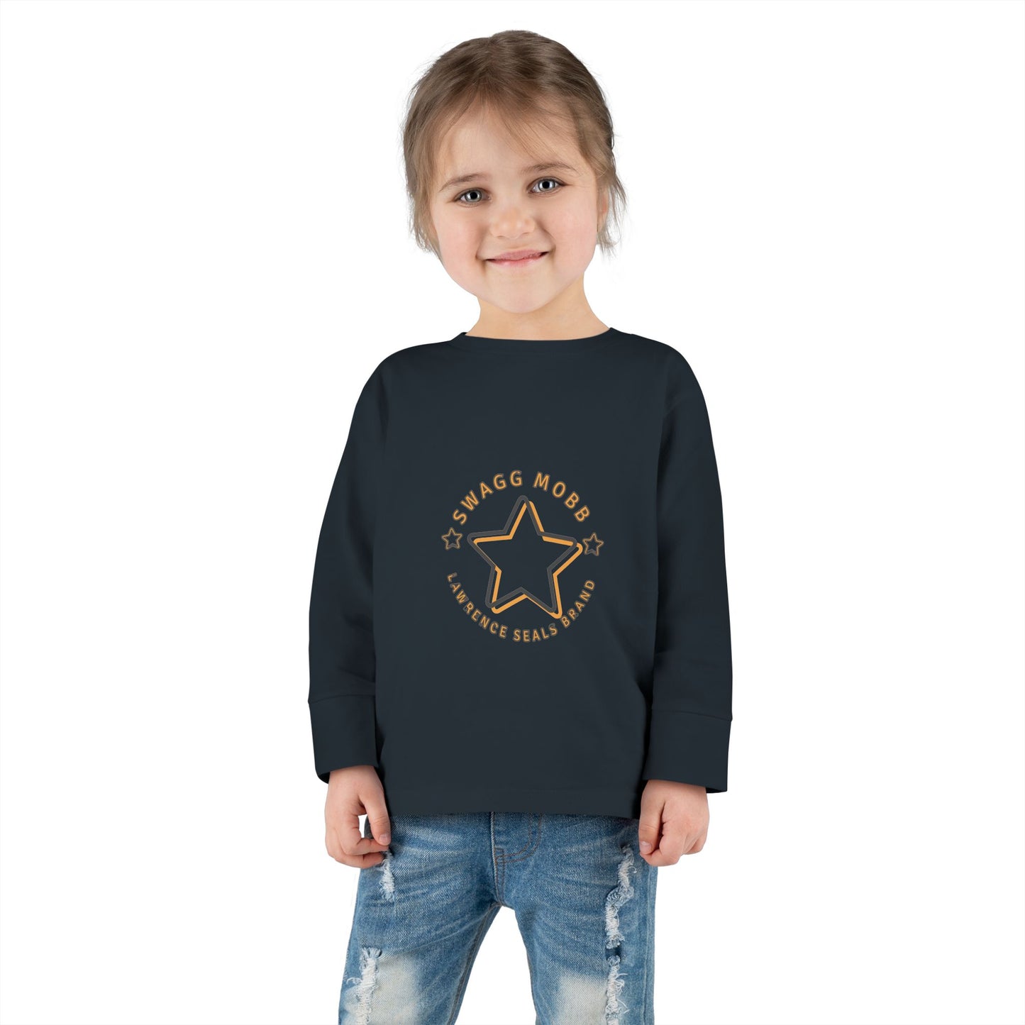 Star-Embellished Toddler Long Sleeve Tee, Cute Kids Apparel, Baby Shower Gift, Comfortable Everyday Wear, Playtime Fashion