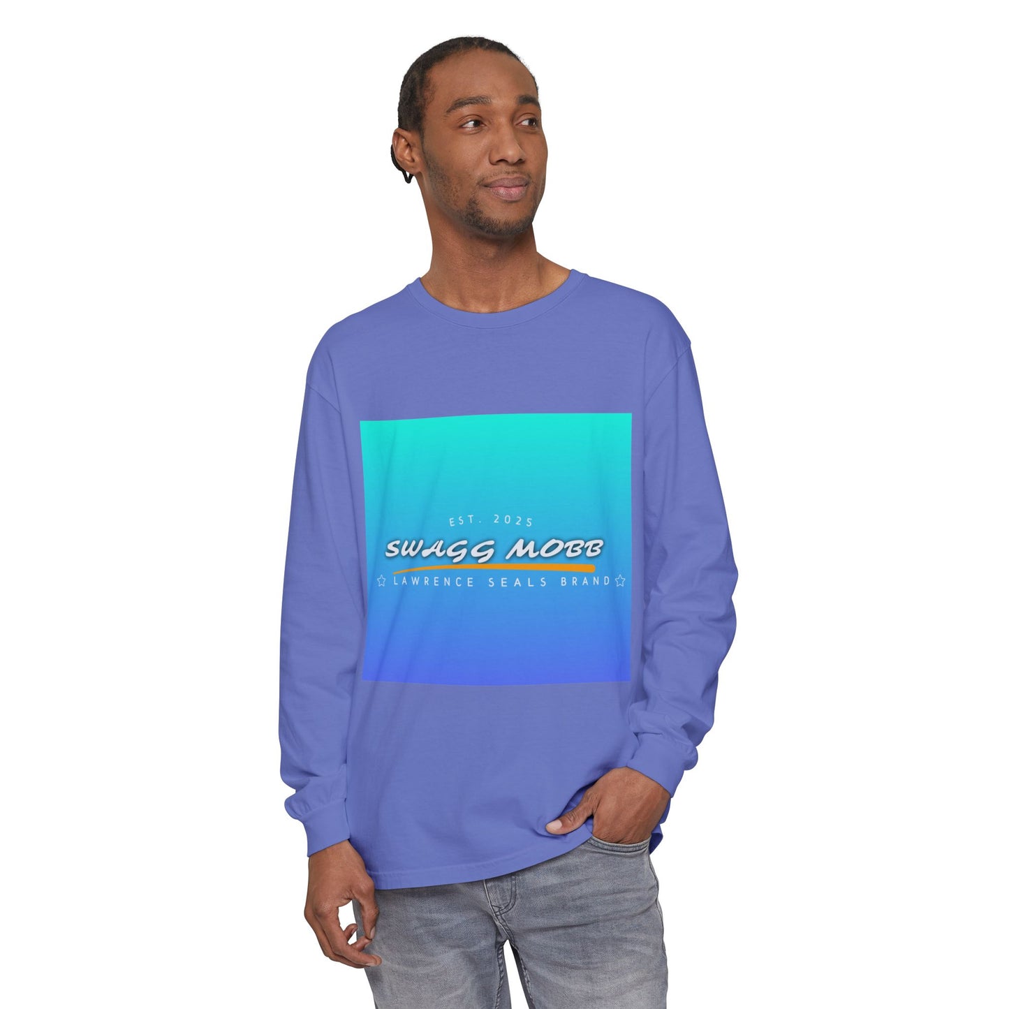 Trendy Long Sleeve T-Shirt with SWAGG MOBB Design, Casual Wear, Street Style, Gift for Friends, Urban Fashion