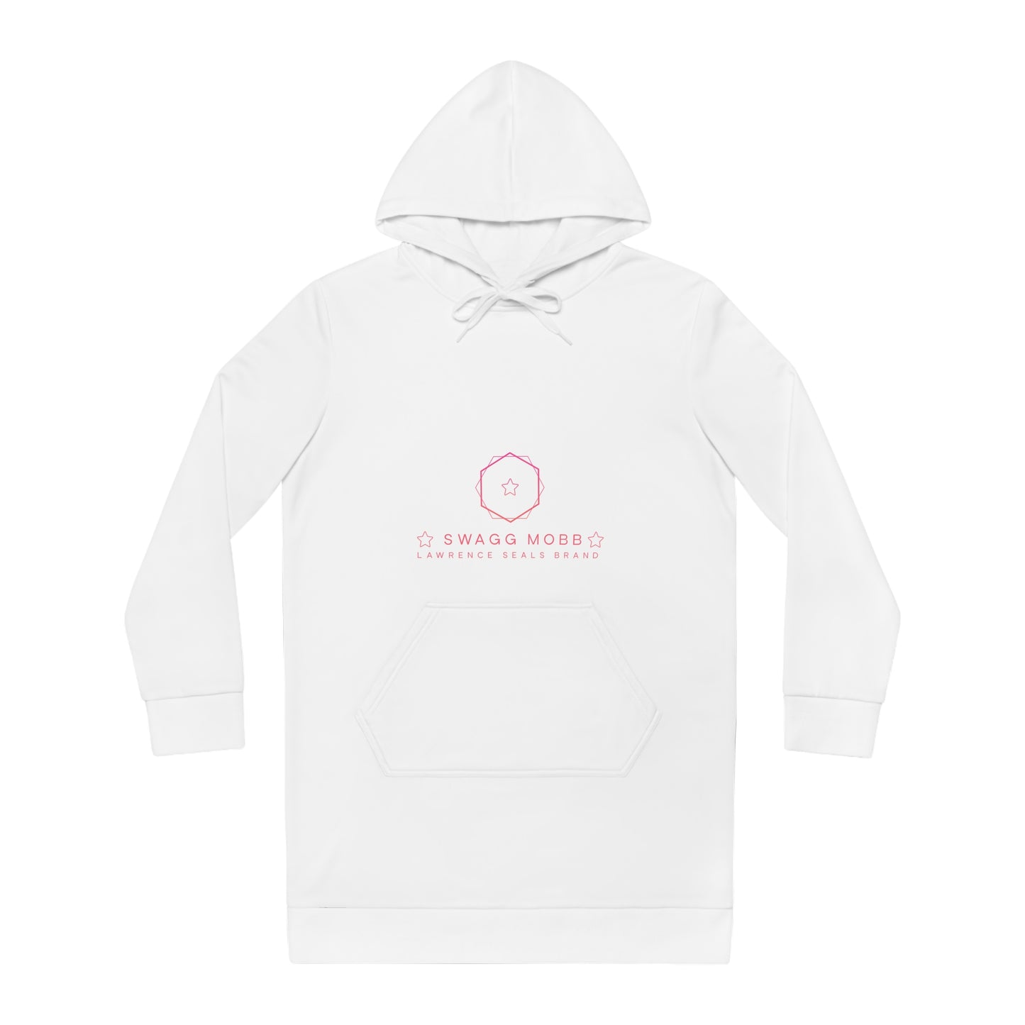 Hoodie Dress — Minimal Pink Floral Emblem Cozy Tunic