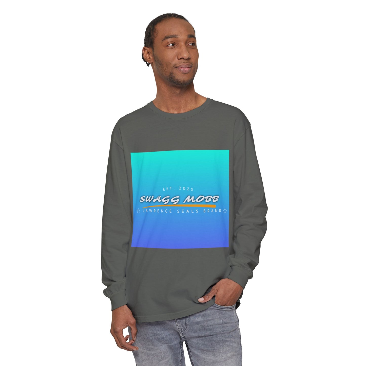 Trendy Long Sleeve T-Shirt with SWAGG MOBB Design, Casual Wear, Street Style, Gift for Friends, Urban Fashion