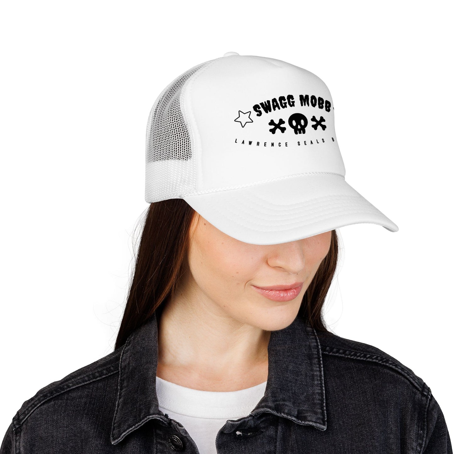 Swagg Mobb Skull Trucker Hat — Retro Punk Foam Mesh Cap