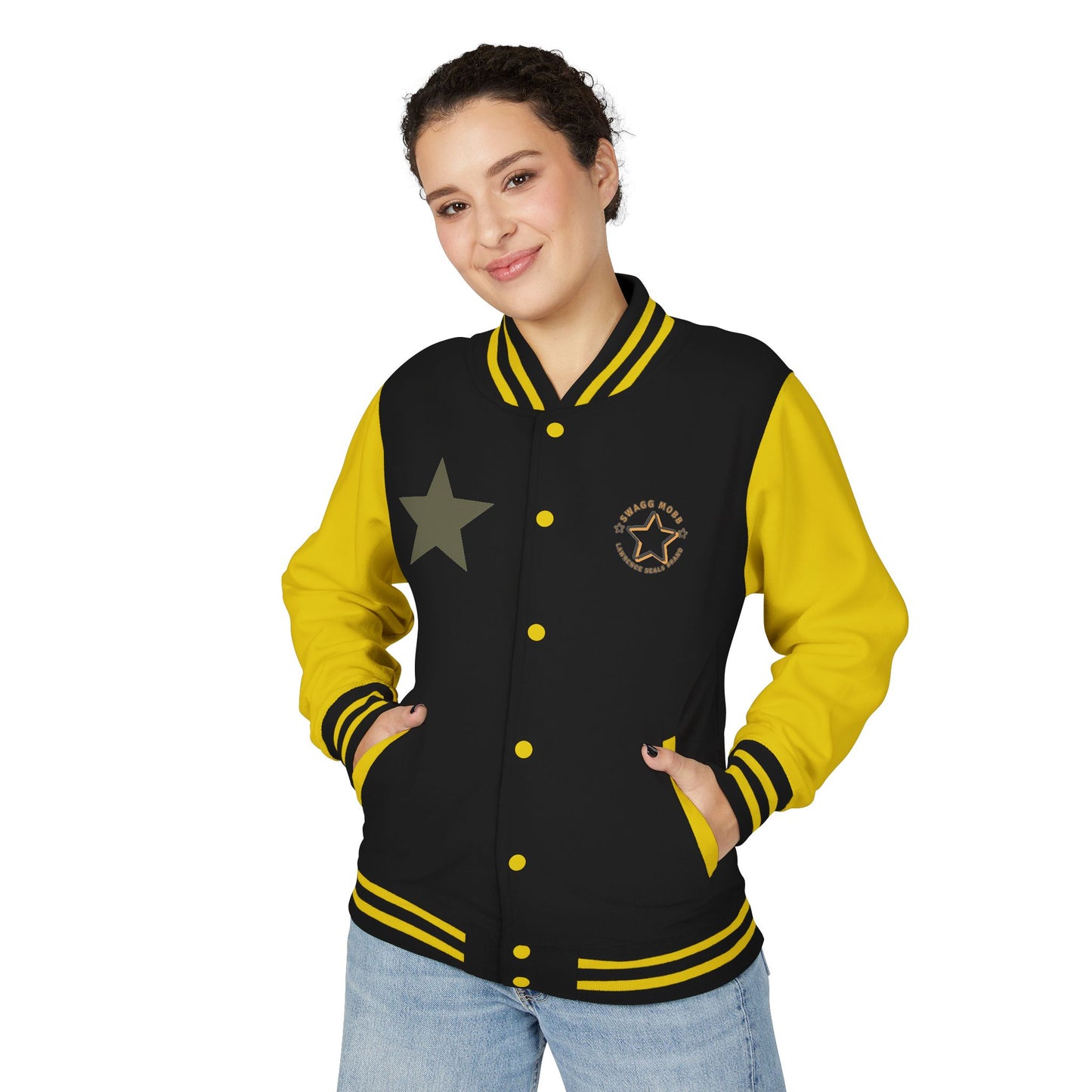 Unisex Heavyweight Letterman Jacket - Stylish Star & Badge Design, Sports Apparel, Cozy Layer, Perfect Gift for Graduations, Birthdays