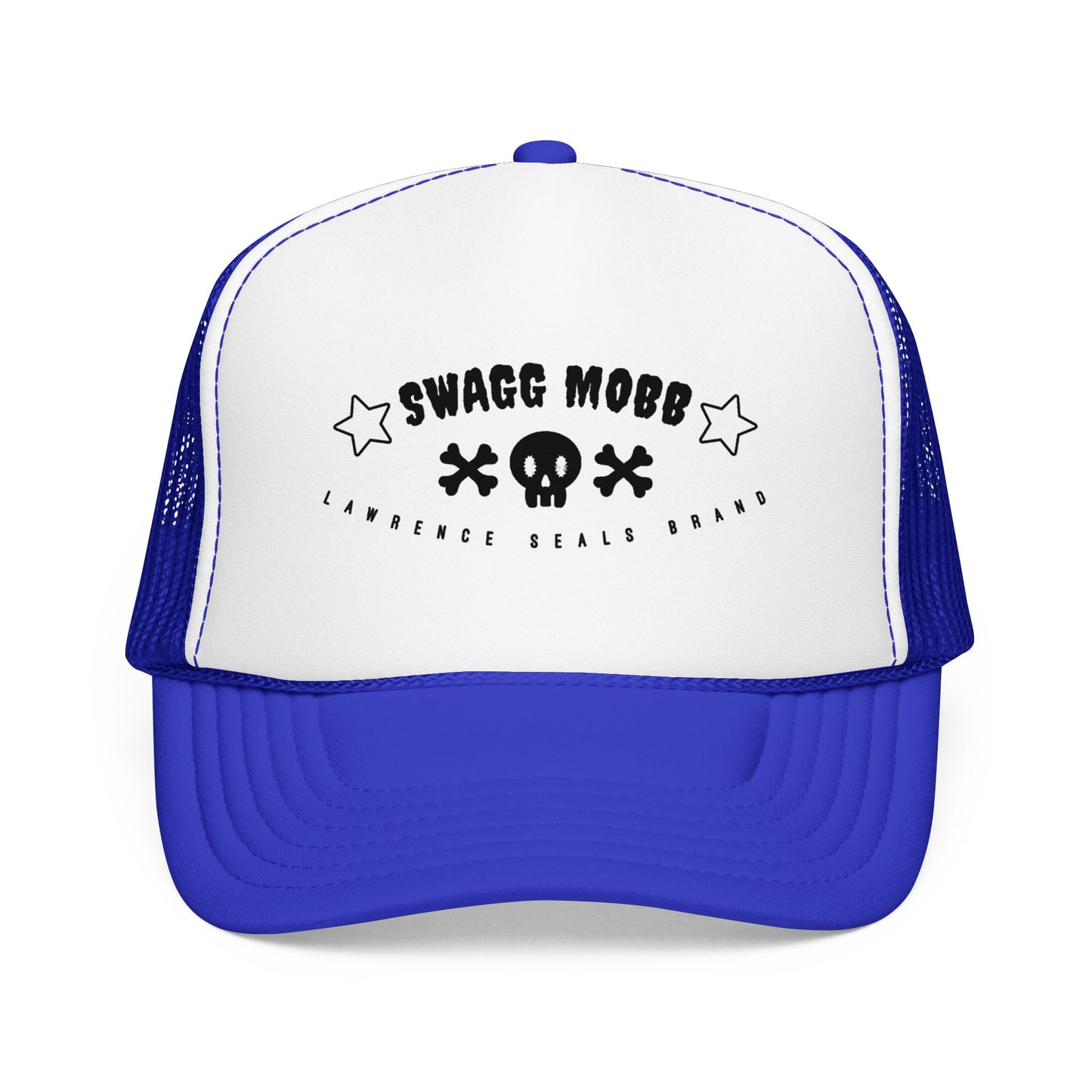 Swagg Mobb Skull Trucker Hat — Retro Punk Foam Mesh Cap
