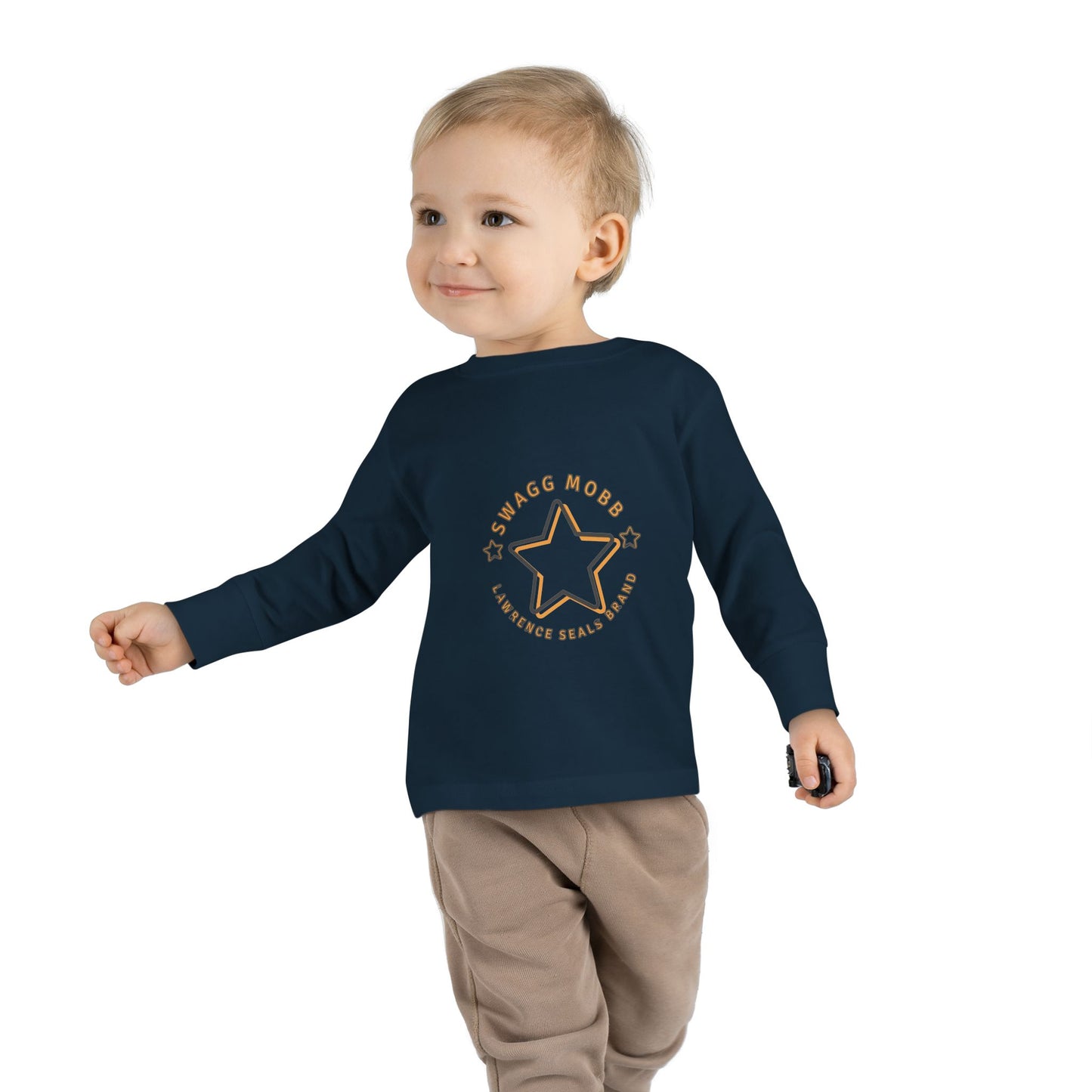 Star-Embellished Toddler Long Sleeve Tee, Cute Kids Apparel, Baby Shower Gift, Comfortable Everyday Wear, Playtime Fashion