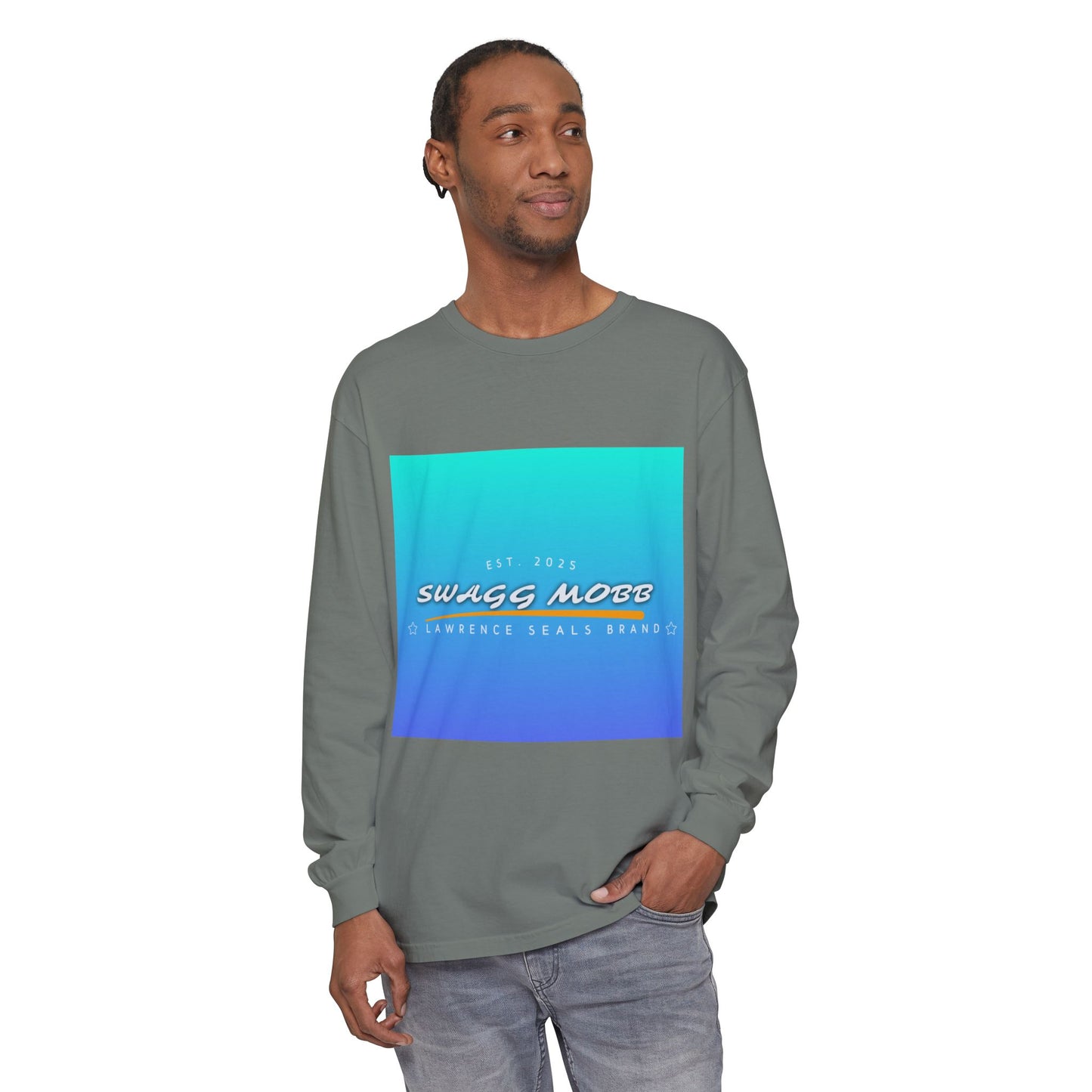 Trendy Long Sleeve T-Shirt with SWAGG MOBB Design, Casual Wear, Street Style, Gift for Friends, Urban Fashion