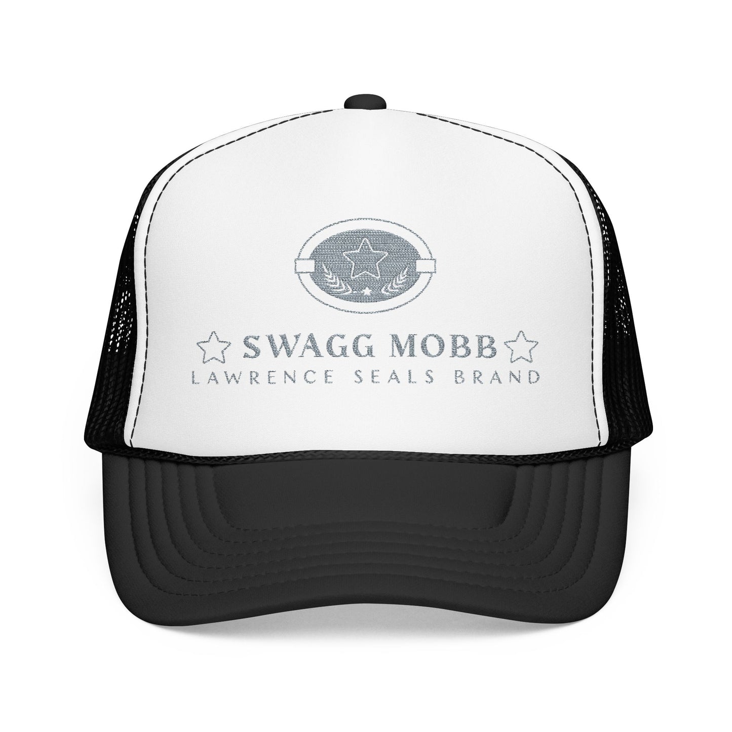 Swagg Mobb Embroidered Trucker Hat - Foam Mesh Cap with 'Lawrence Seals Brand' Patch
