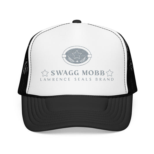 Swagg Mobb Embroidered Trucker Hat - Foam Mesh Cap with 'Lawrence Seals Brand' Patch
