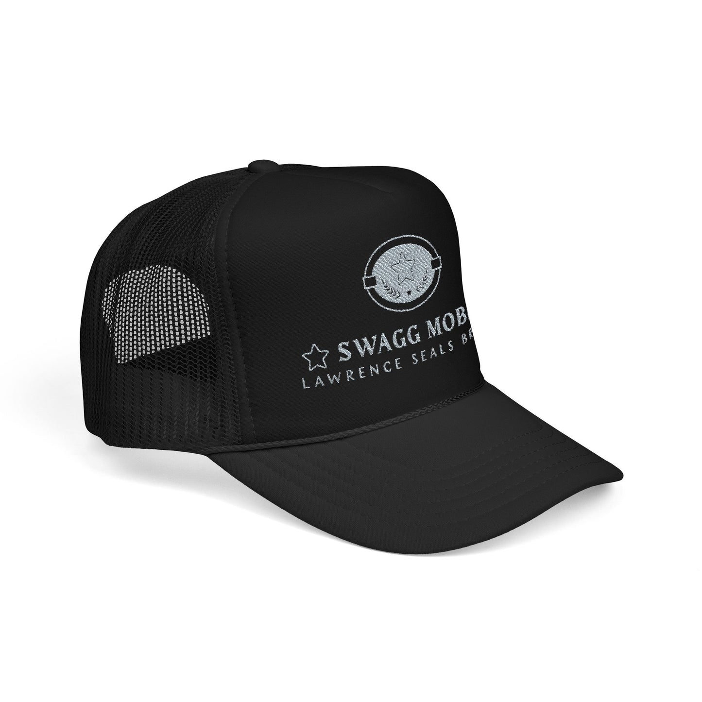Swagg Mobb Embroidered Trucker Hat - Foam Mesh Cap with 'Lawrence Seals Brand' Patch