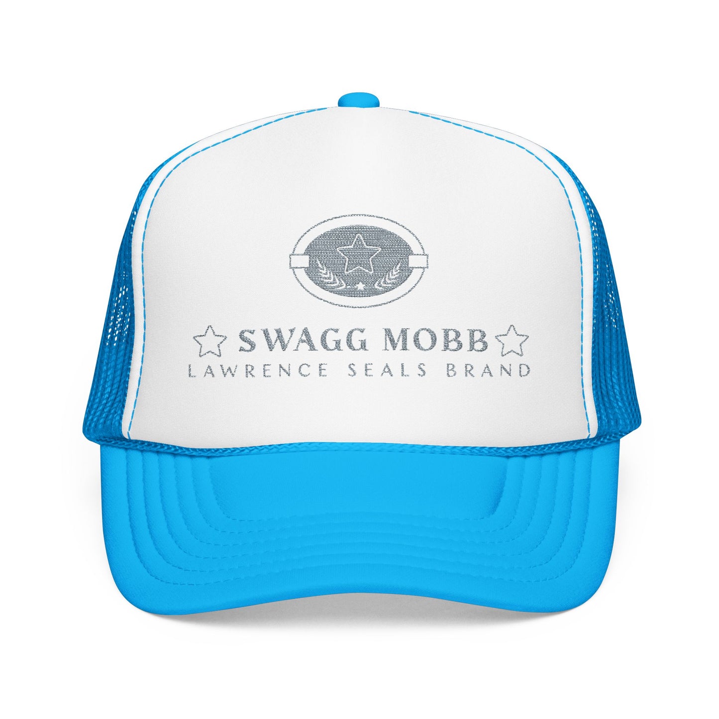 Swagg Mobb Embroidered Trucker Hat - Foam Mesh Cap with 'Lawrence Seals Brand' Patch