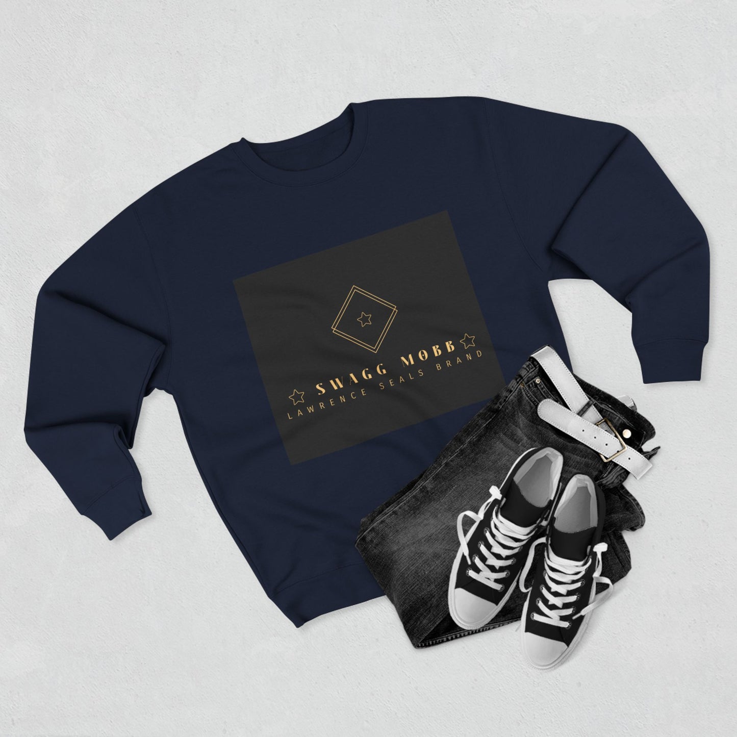 Luxury Logo Sweatshirt — Gold Emblem Crewneck