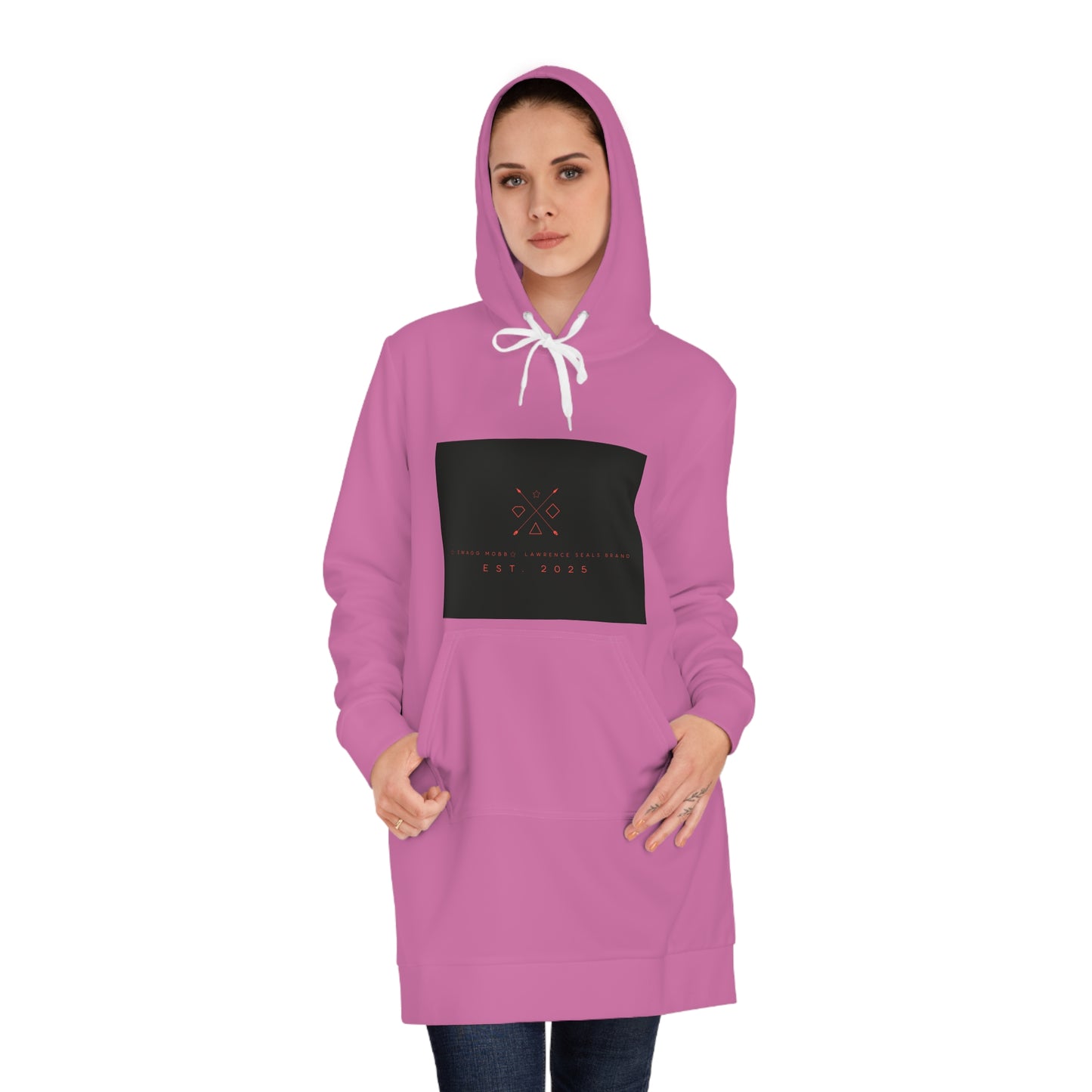 Cozy Graphic Hoodie Dress — Minimal 'Eat Your' Logo Pullover