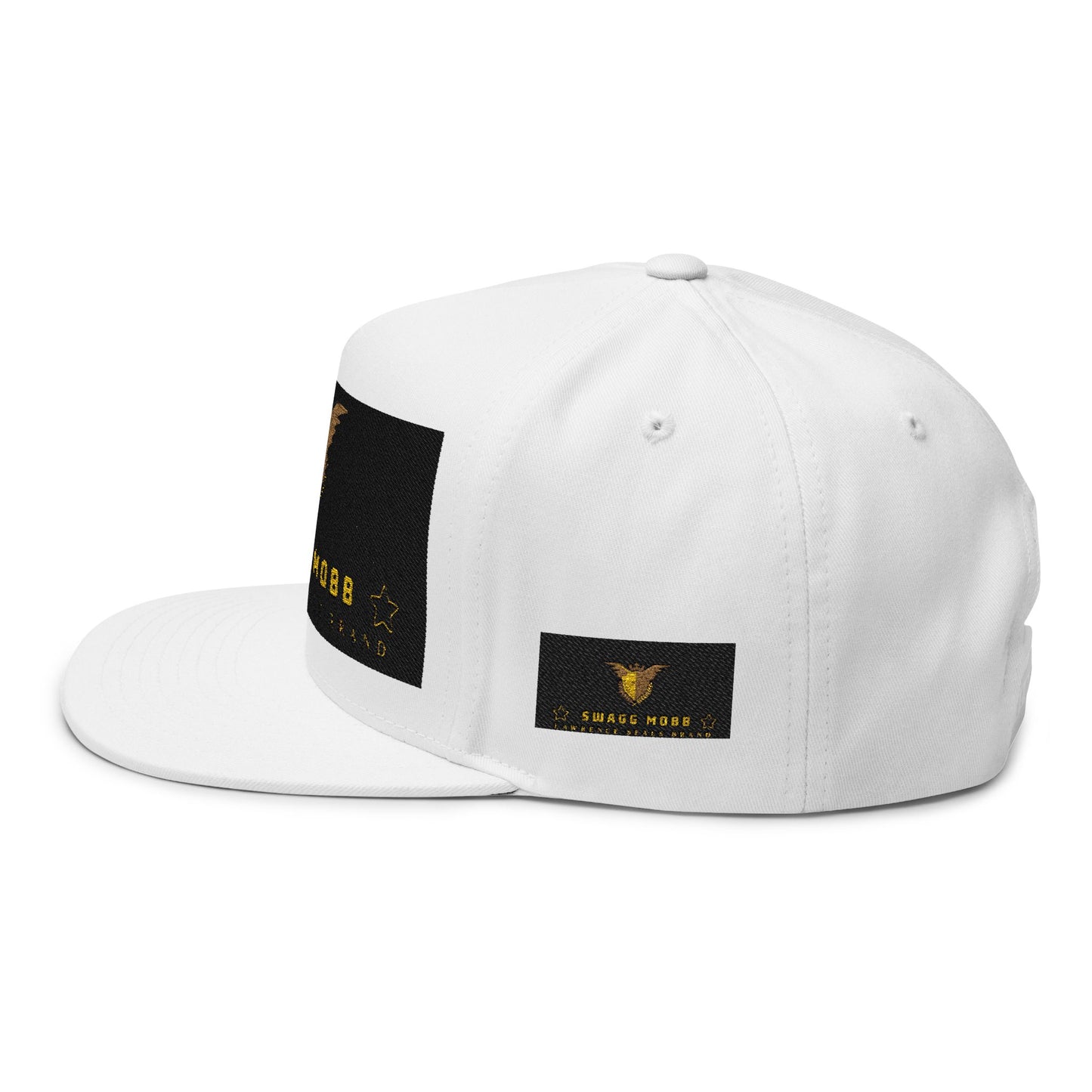 Swagg Mobb Embroidered Flat Bill Cap — Gold Eagle Logo Snapback