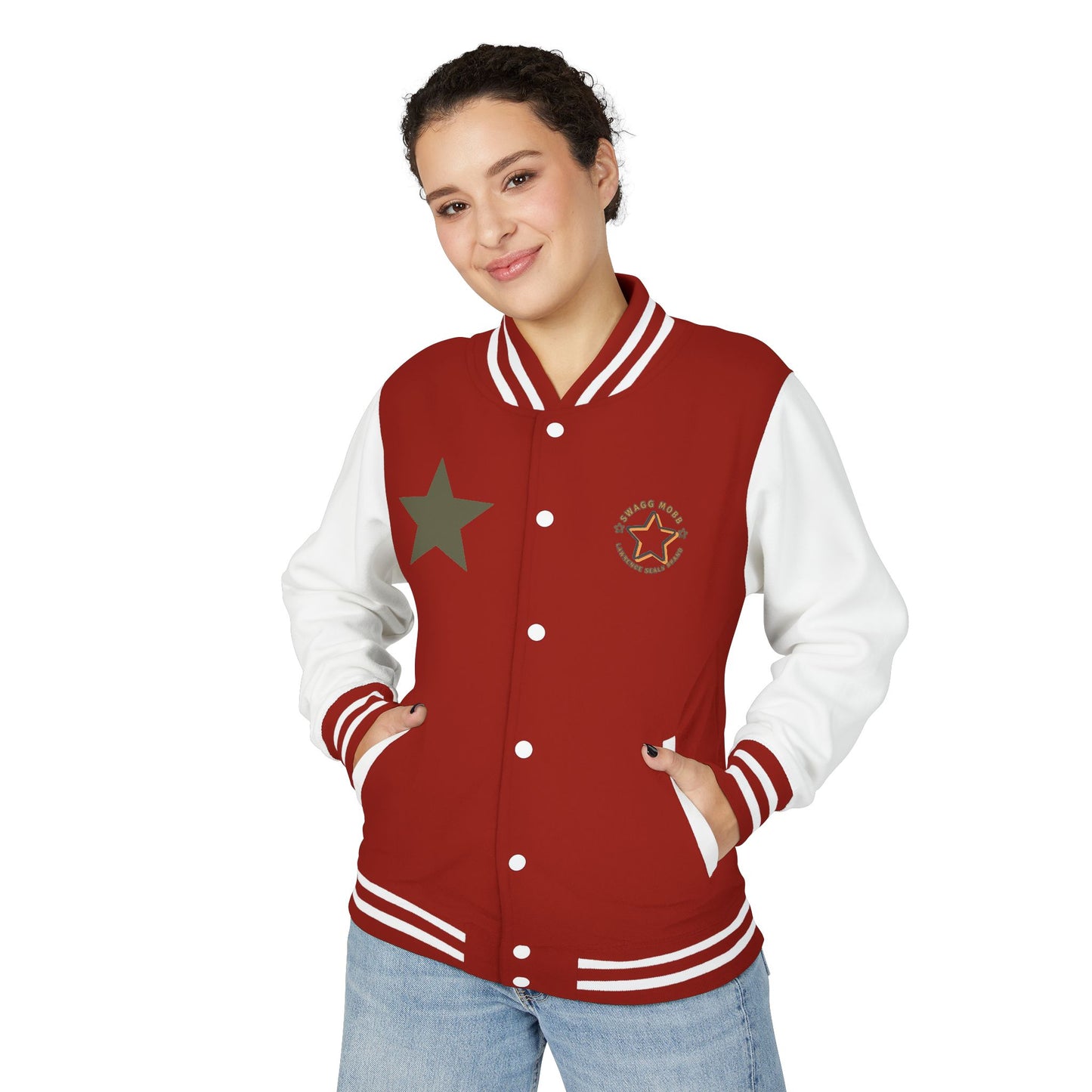 Unisex Heavyweight Letterman Jacket - Stylish Star & Badge Design, Sports Apparel, Cozy Layer, Perfect Gift for Graduations, Birthdays