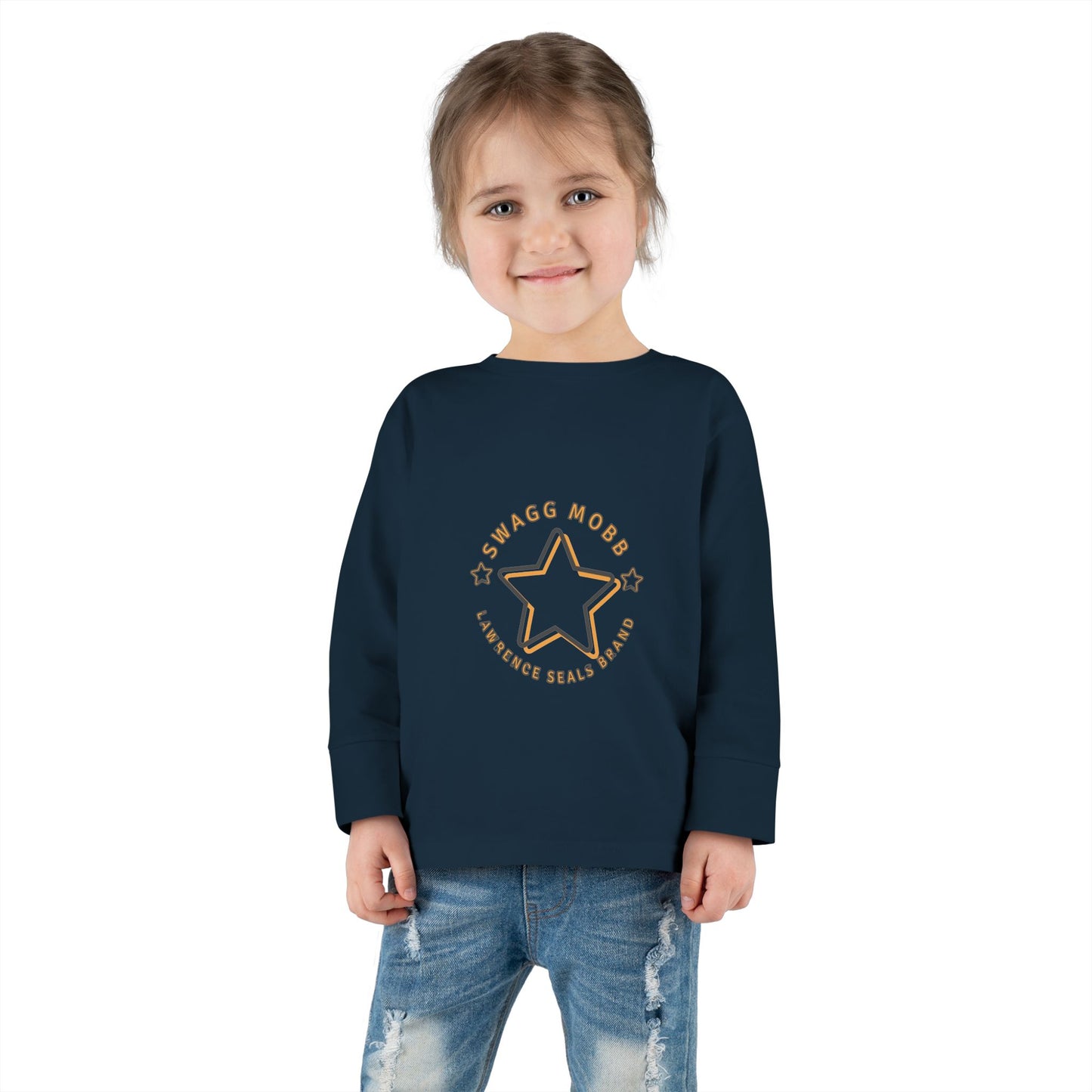 Star-Embellished Toddler Long Sleeve Tee, Cute Kids Apparel, Baby Shower Gift, Comfortable Everyday Wear, Playtime Fashion