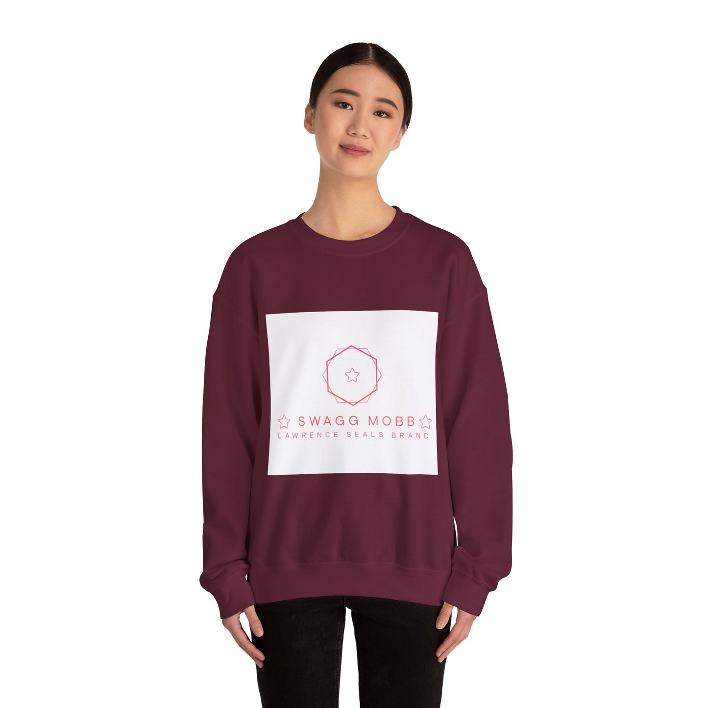 Crewneck Sweatshirt — Minimal Pink “Swagg Mobb” Logo
