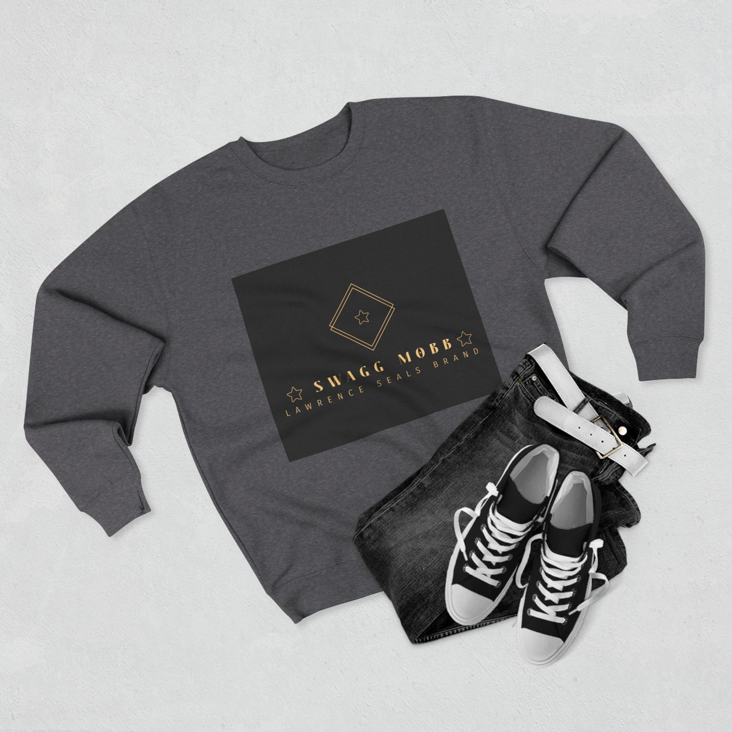 Luxury Logo Sweatshirt — Gold Emblem Crewneck