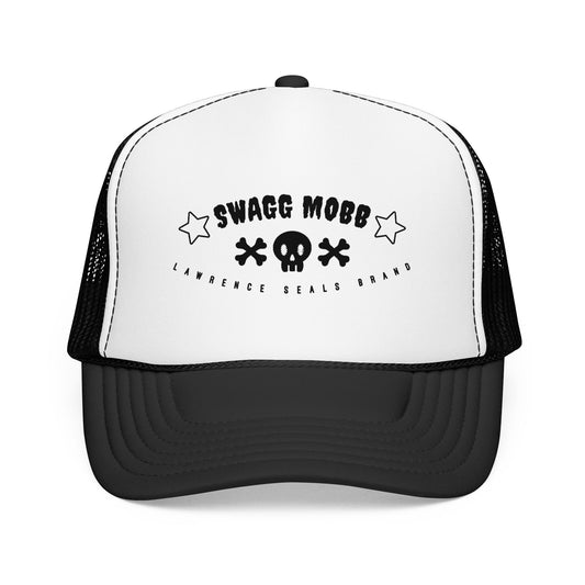 Swagg Mobb Skull Trucker Hat — Retro Punk Foam Mesh Cap