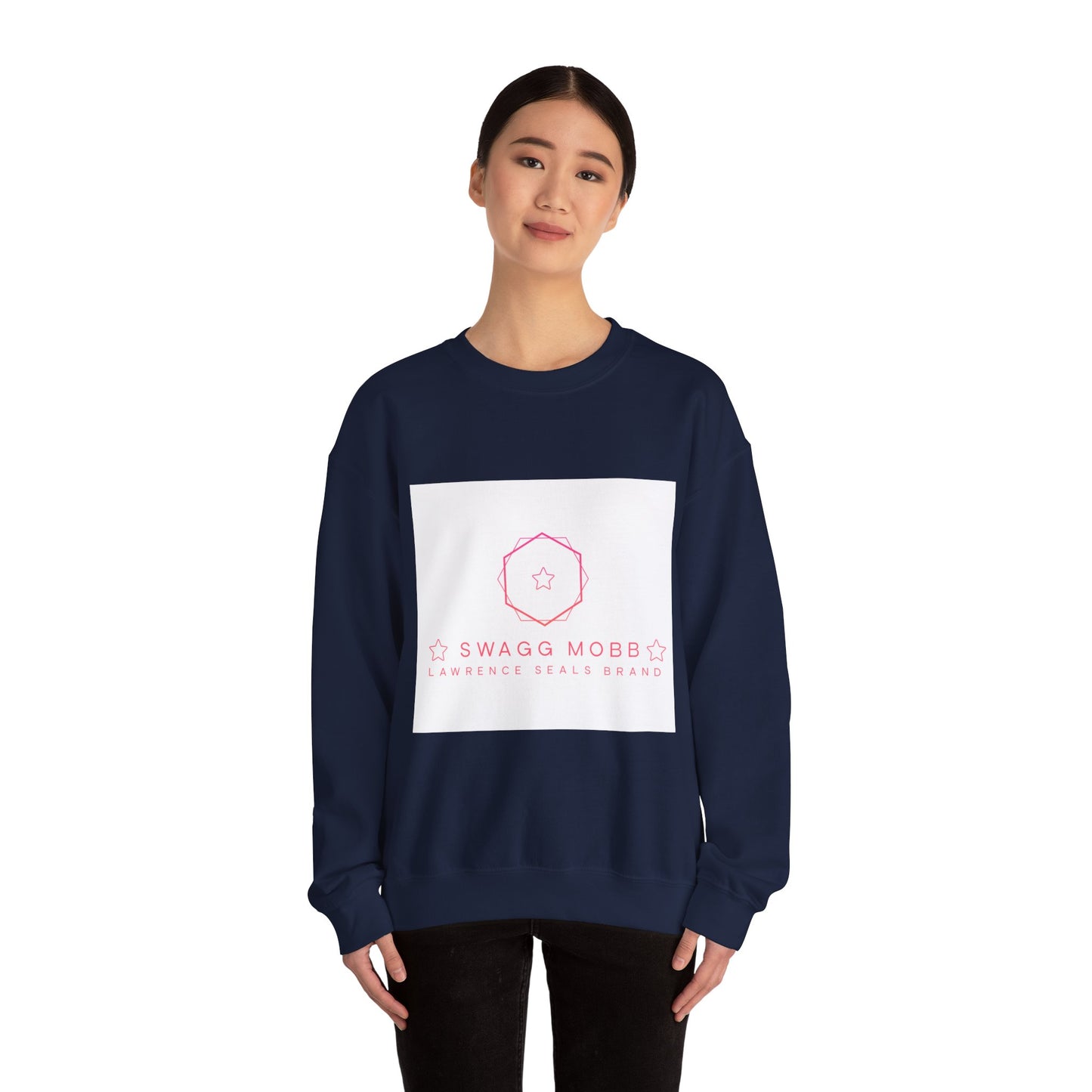 Crewneck Sweatshirt — Minimal Pink “Swagg Mobb” Logo