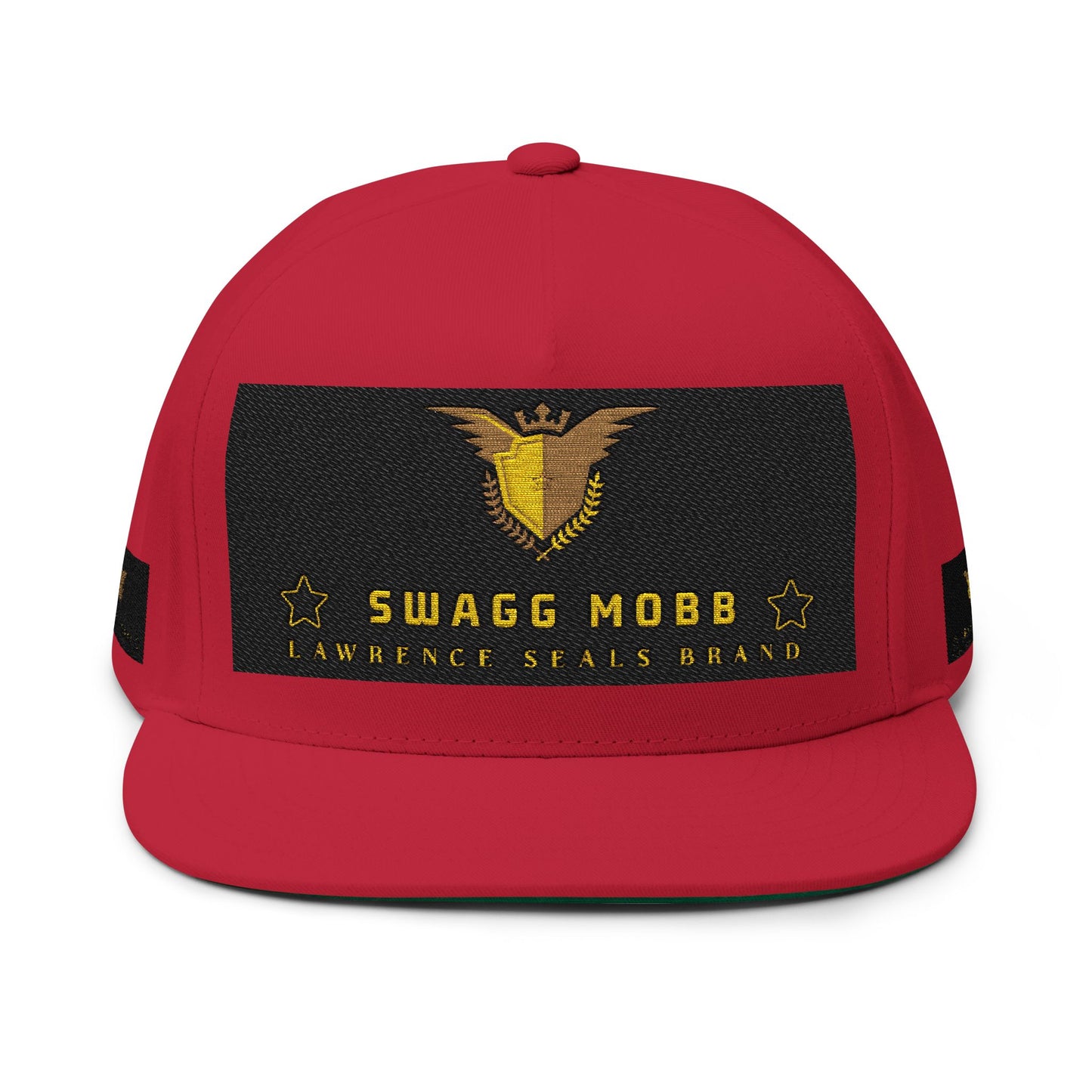Swagg Mobb Embroidered Flat Bill Cap — Gold Eagle Logo Snapback