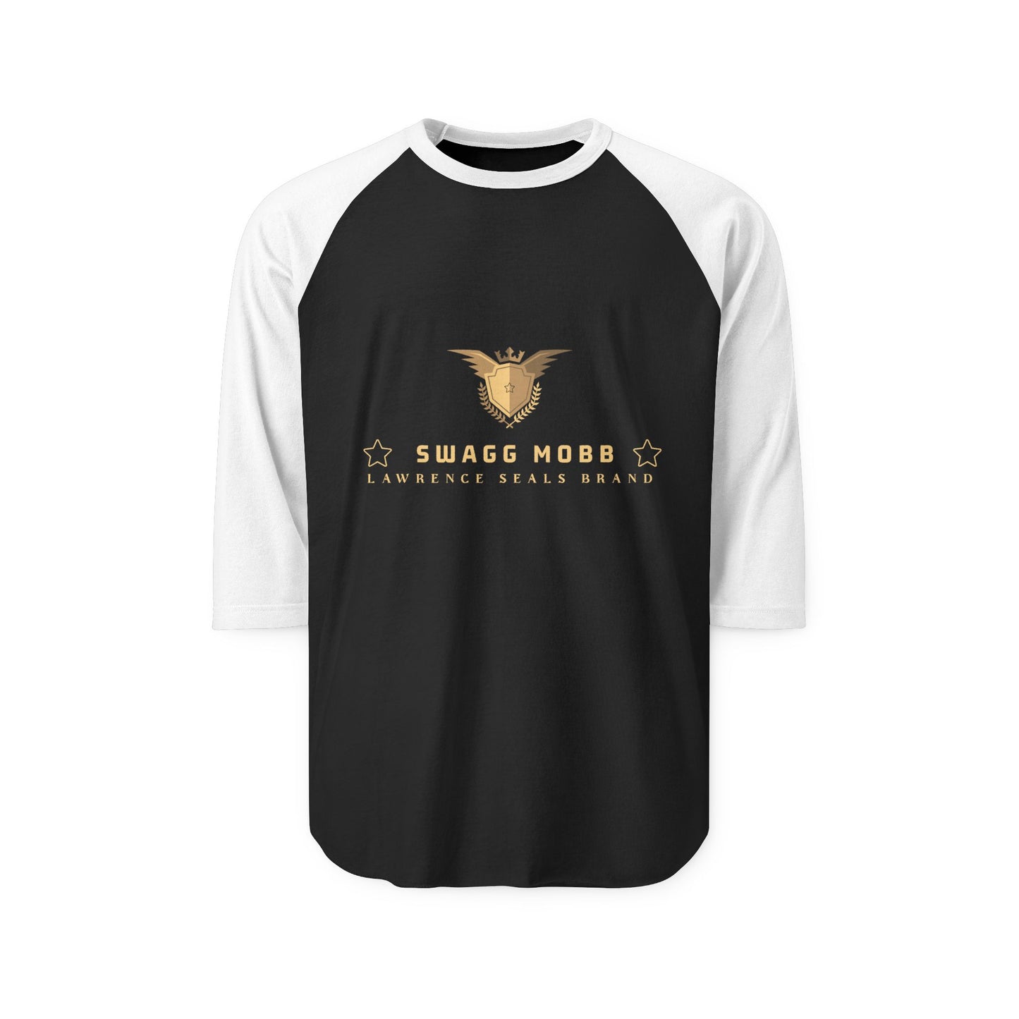 Swagg Mobb Eagle Logo Raglan Shirt — Vintage Golden Graphic 3/4 Sleeve