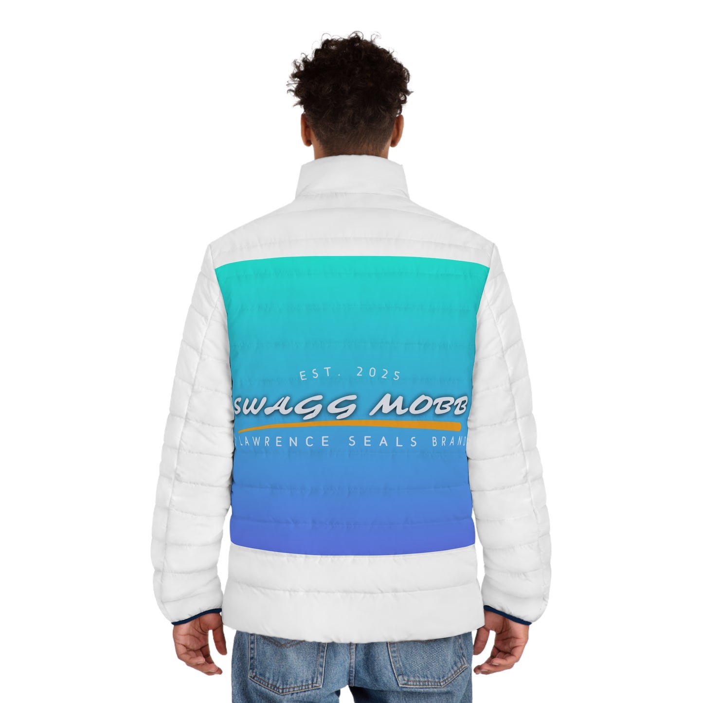 Men's Puffer Jacket with SWAGG MOBB Design | Trendy Outerwear, Stylish Winter Jacket, Gender-Neutral Fashion, Gift for Him, Cool Streetwear