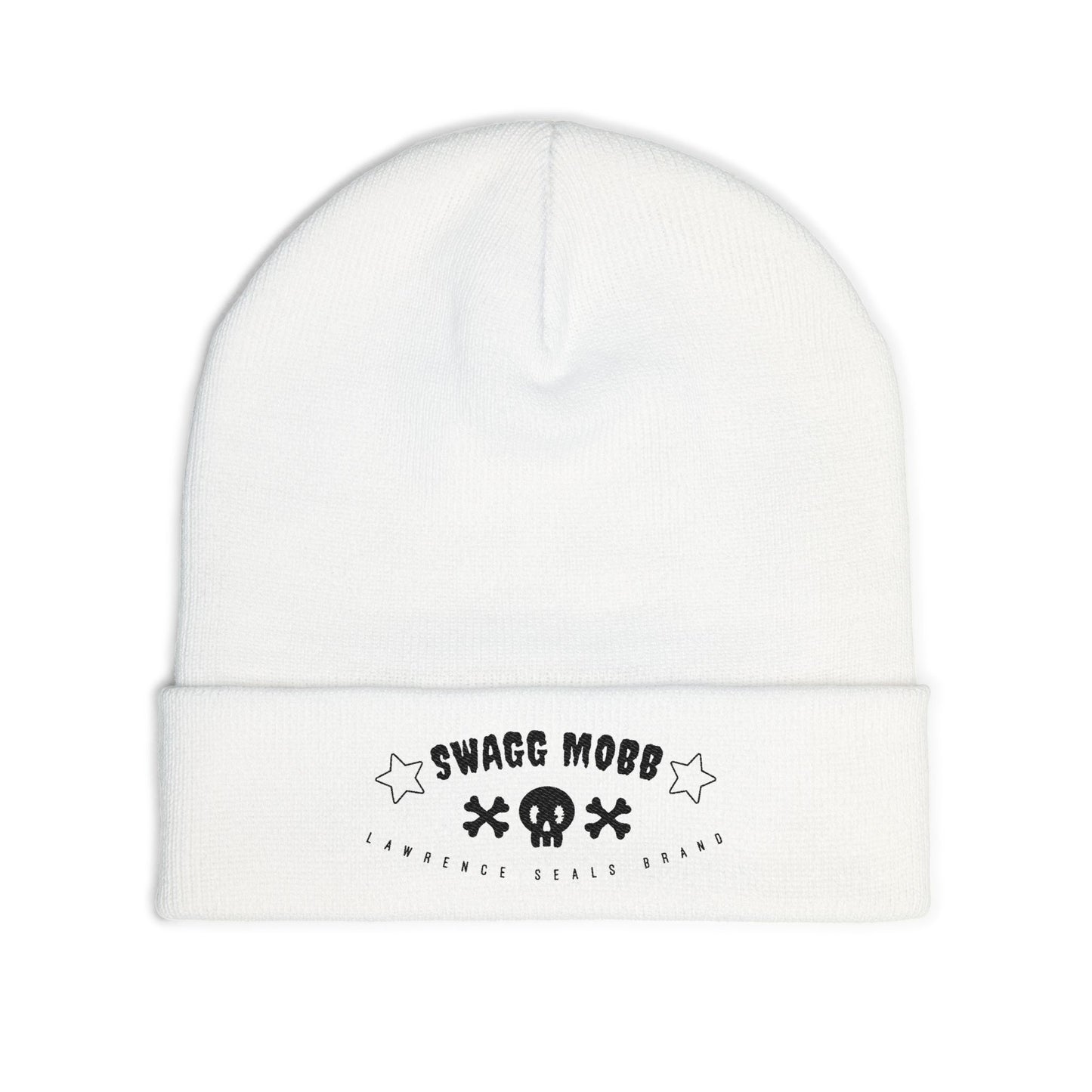 Swagg Mobb Embroidered Knit Beanie — Skull & Stars Winter Hat