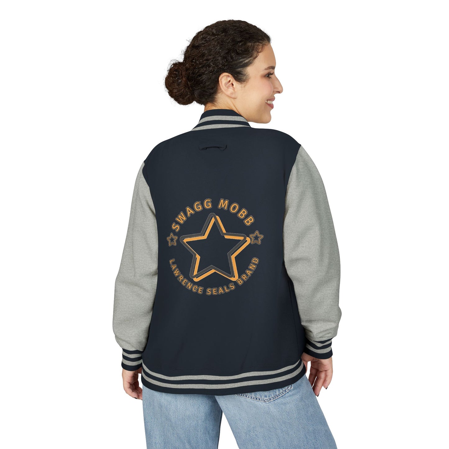 Unisex Heavyweight Letterman Jacket - Stylish Star & Badge Design, Sports Apparel, Cozy Layer, Perfect Gift for Graduations, Birthdays
