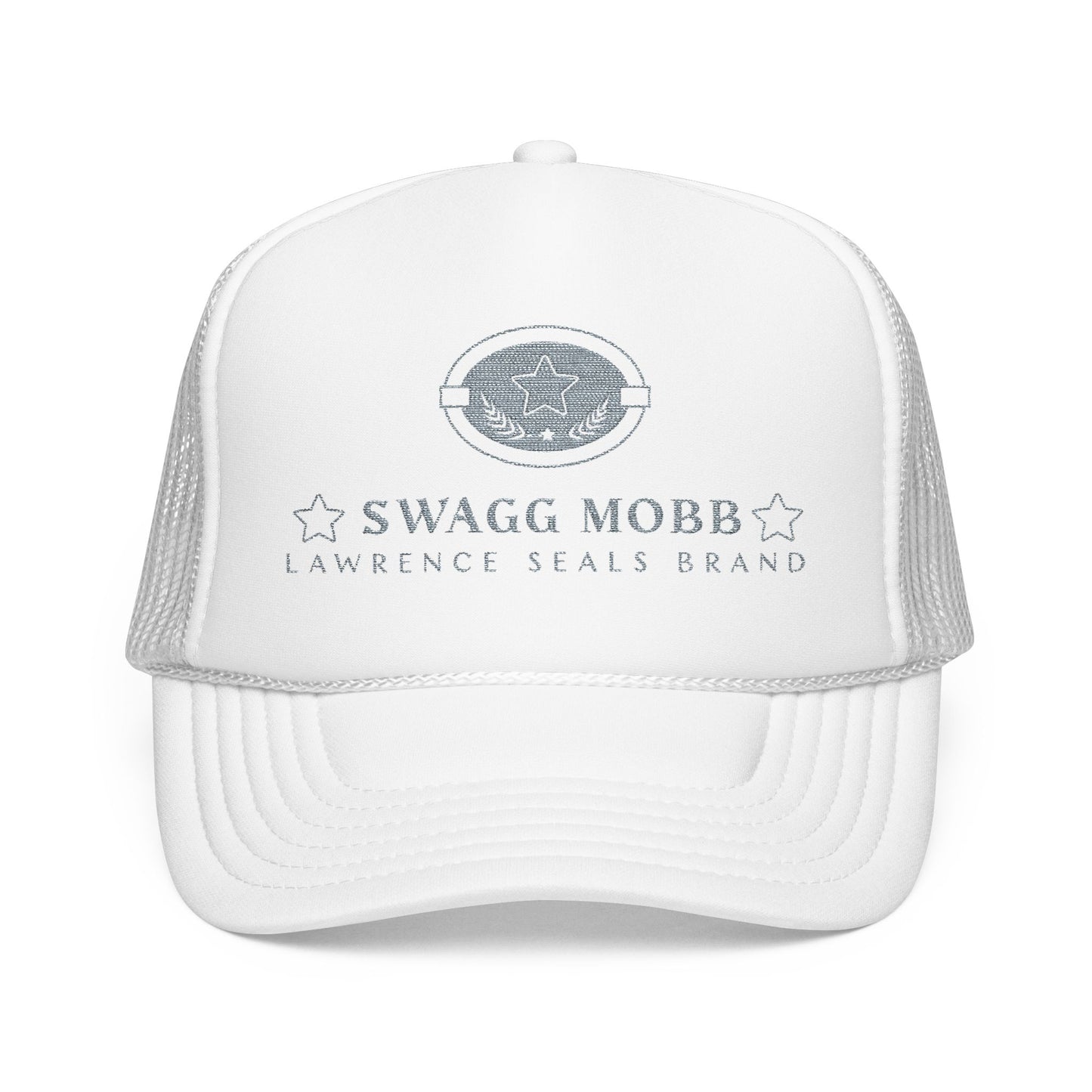 Swagg Mobb Embroidered Trucker Hat - Foam Mesh Cap with 'Lawrence Seals Brand' Patch