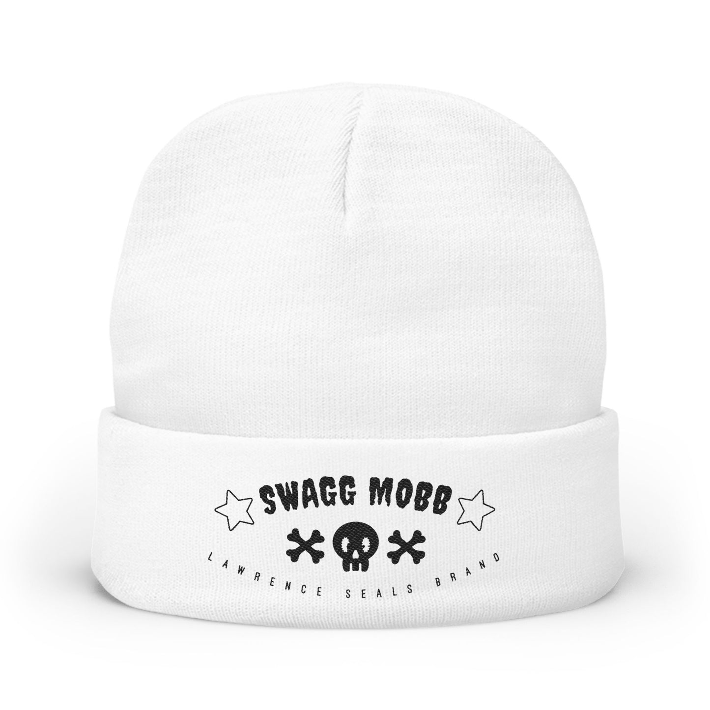 Swagg Mobb Embroidered Knit Beanie — Skull & Stars Winter Hat