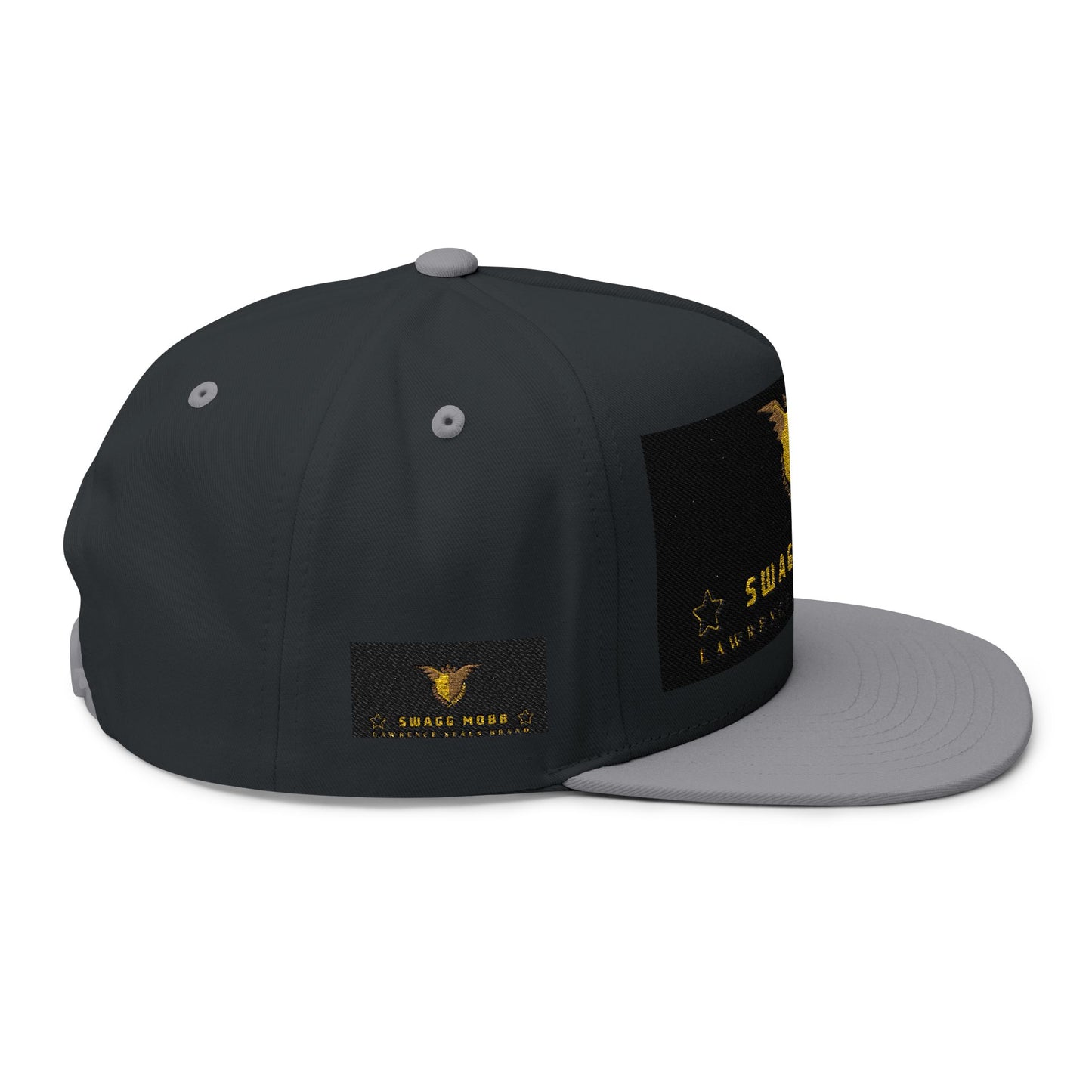 Swagg Mobb Embroidered Flat Bill Cap — Gold Eagle Logo Snapback
