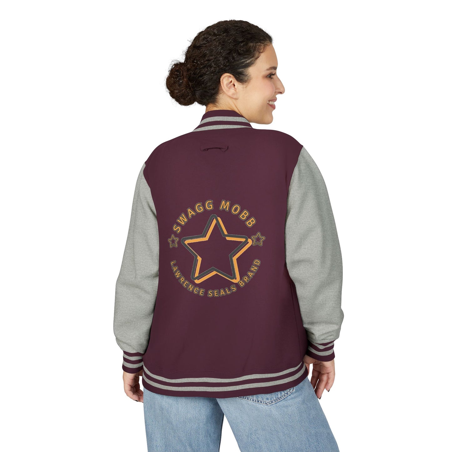Unisex Heavyweight Letterman Jacket - Stylish Star & Badge Design, Sports Apparel, Cozy Layer, Perfect Gift for Graduations, Birthdays