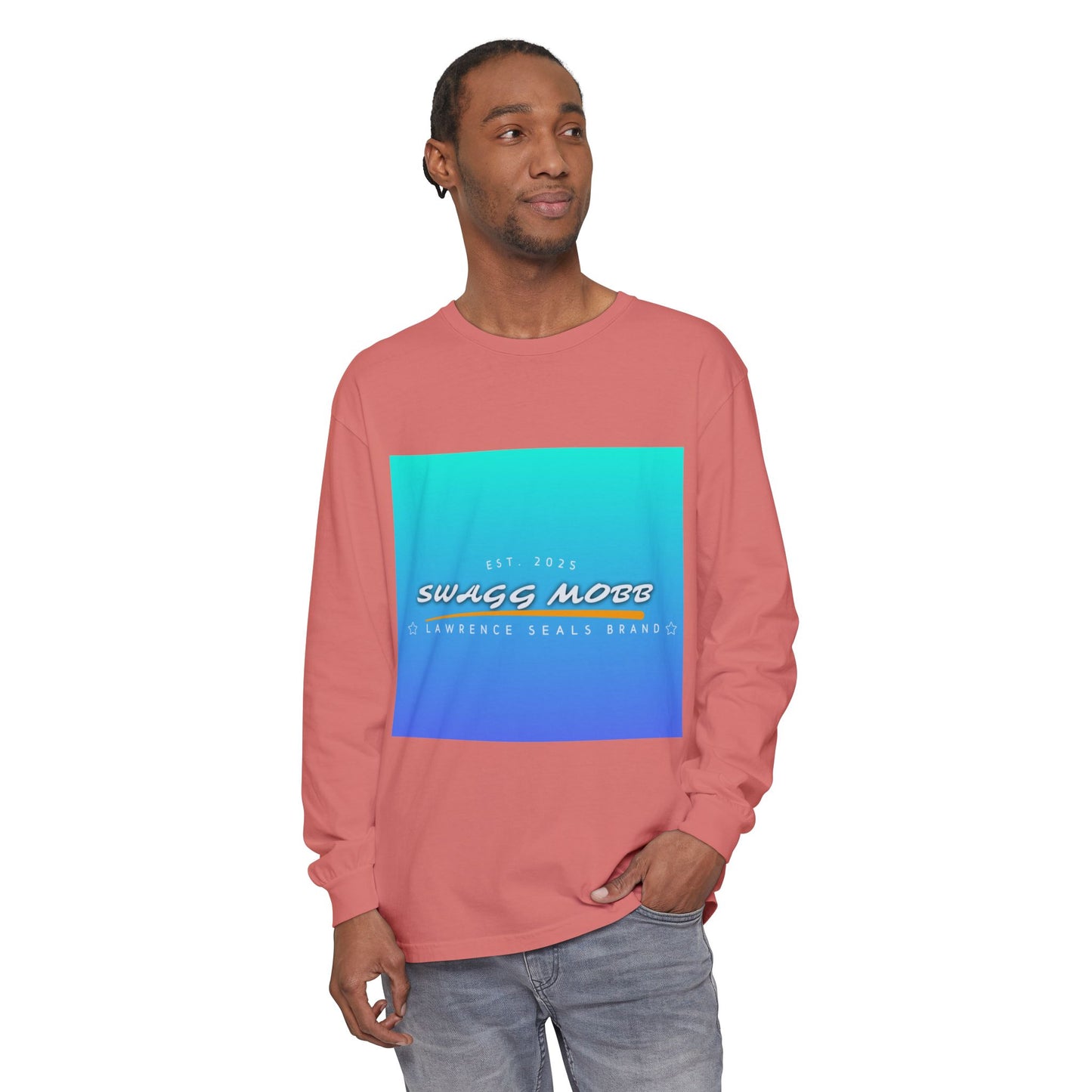 Trendy Long Sleeve T-Shirt with SWAGG MOBB Design, Casual Wear, Street Style, Gift for Friends, Urban Fashion