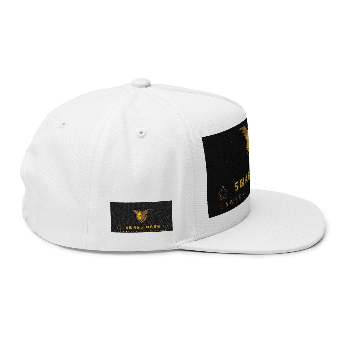 Swagg Mobb Embroidered Flat Bill Cap — Gold Eagle Logo Snapback