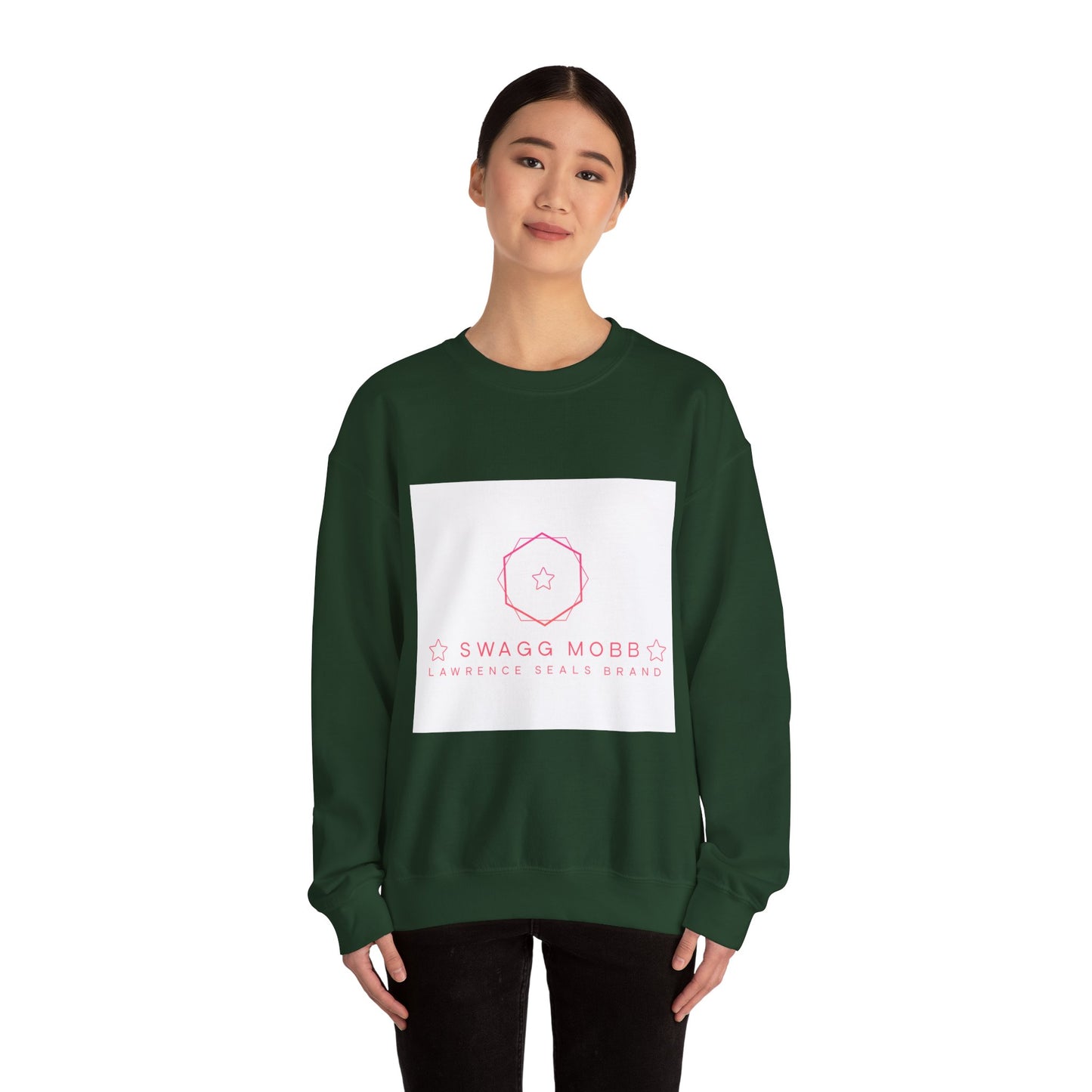 Crewneck Sweatshirt — Minimal Pink “Swagg Mobb” Logo