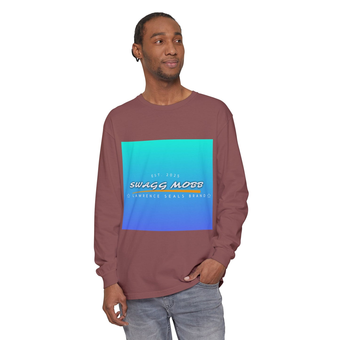 Trendy Long Sleeve T-Shirt with SWAGG MOBB Design, Casual Wear, Street Style, Gift for Friends, Urban Fashion