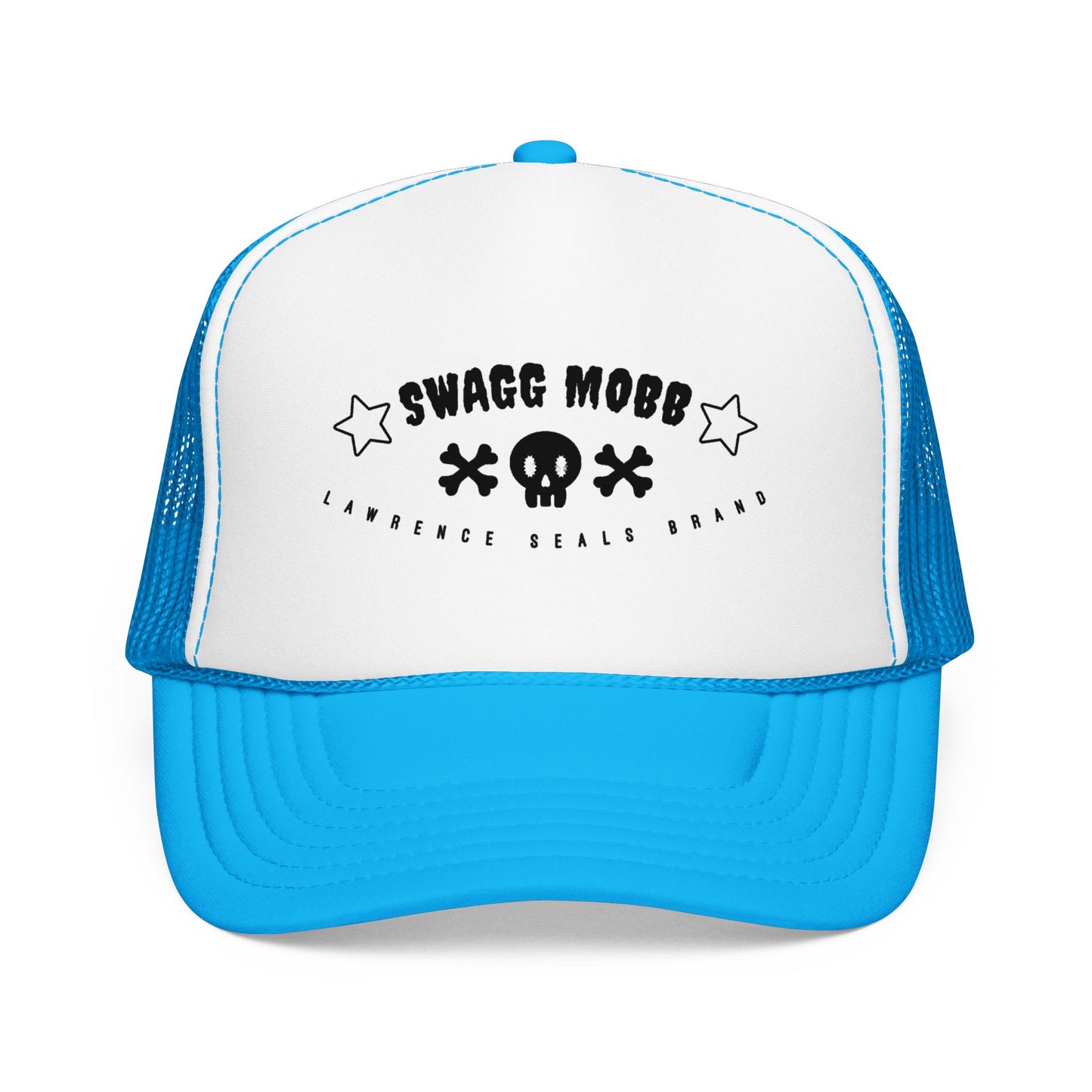Swagg Mobb Skull Trucker Hat — Retro Punk Foam Mesh Cap