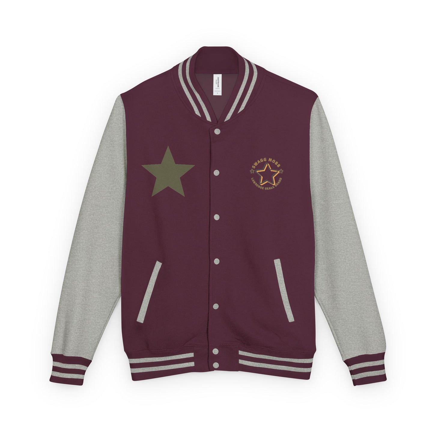 Unisex Heavyweight Letterman Jacket - Stylish Star & Badge Design, Sports Apparel, Cozy Layer, Perfect Gift for Graduations, Birthdays