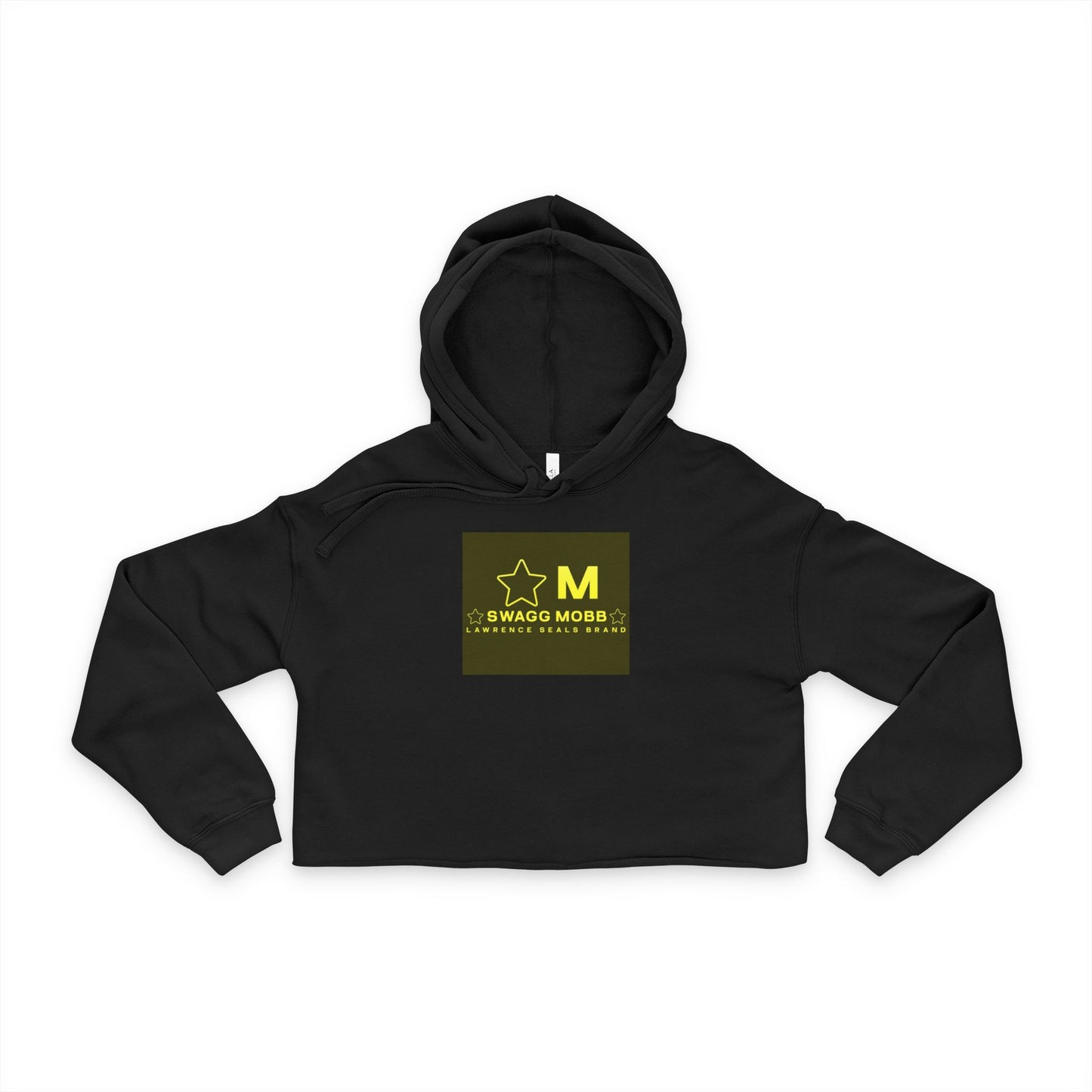 Cropped Hoodie — Olive 'SWAGG MOBB' Star Logo Women's Streetwear